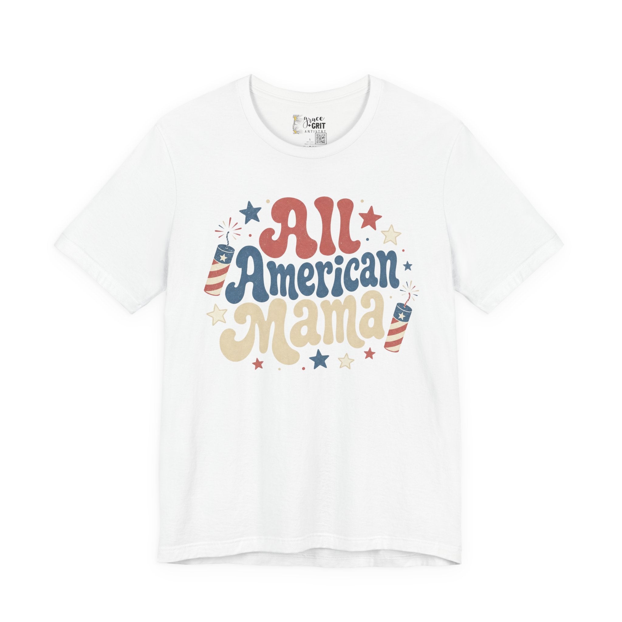 All American Mama T-Shirt – Vintage Patriotic Mom Tee (4th of July)