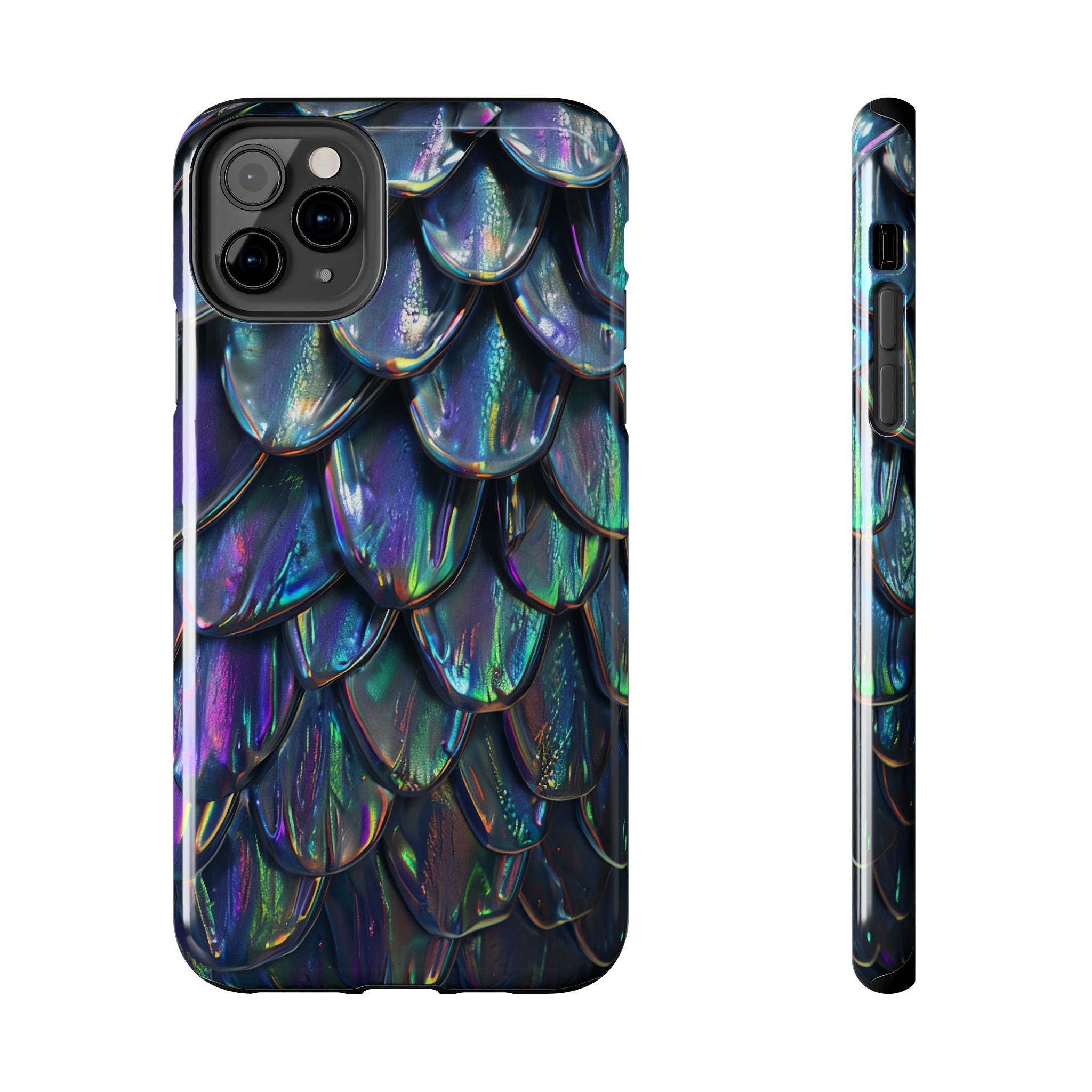 Holographic Mermaid Scale Tough Phone Case — Iridescent Protective Phone Cover