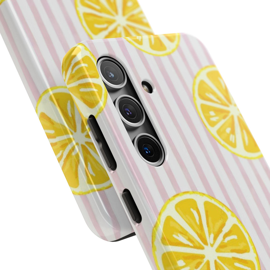 Lemon Slice Tough Phone Case — Pink Stripe Summer Protective Cover