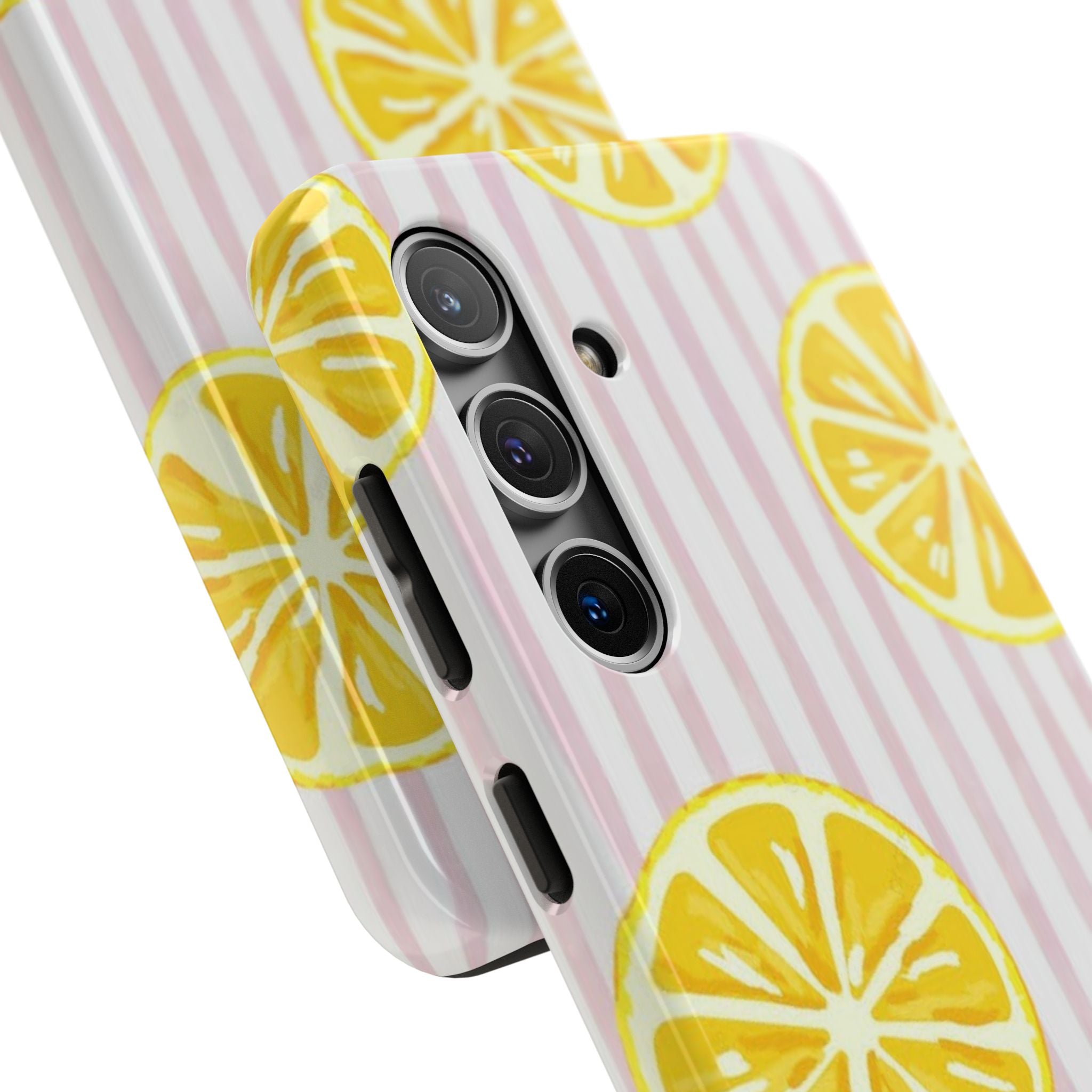 Lemon Slice Tough Phone Case — Pink Stripe Summer Protective Cover