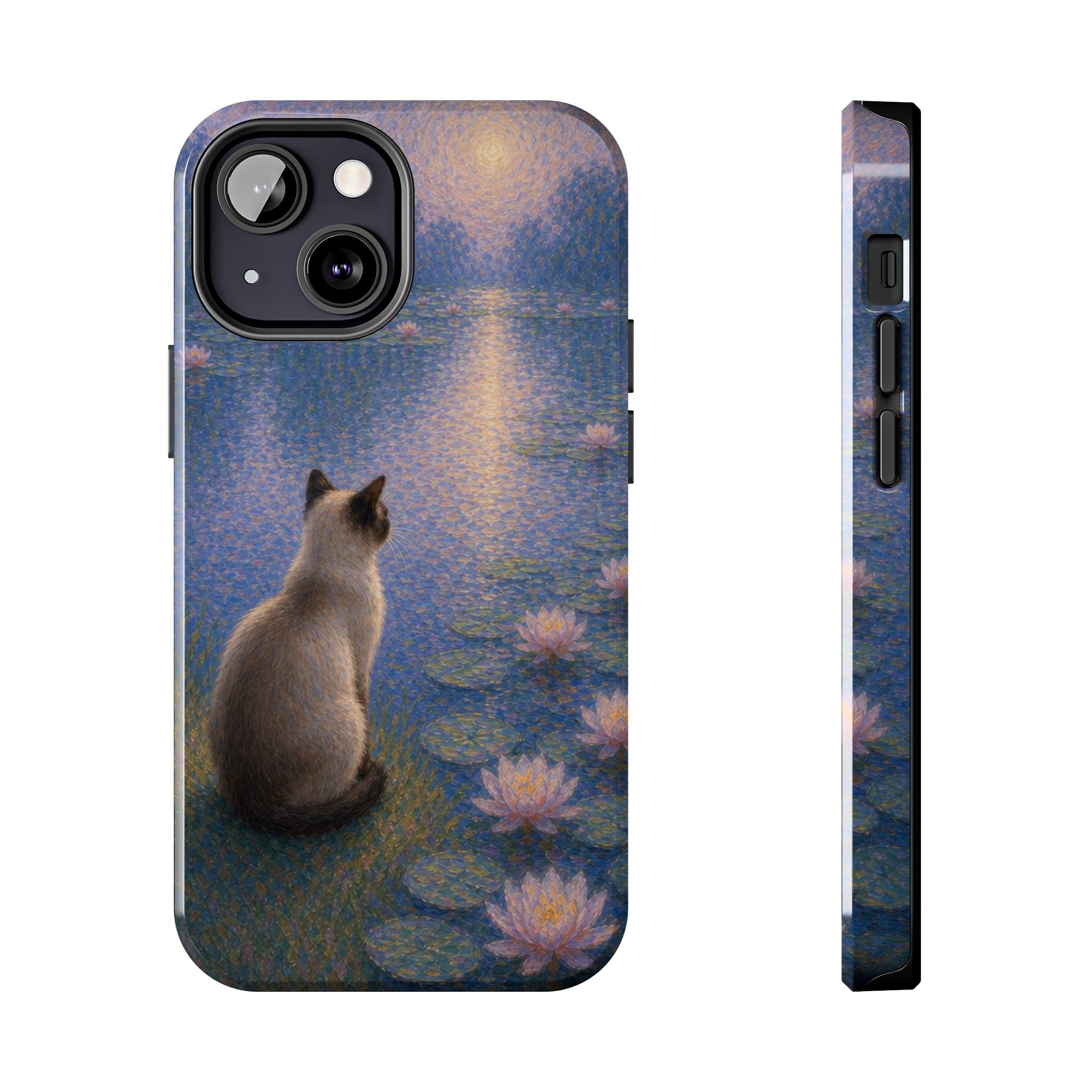 Siamese Cat by Moonlight Tough Phone Case – Waterlily Dream Protective Cover