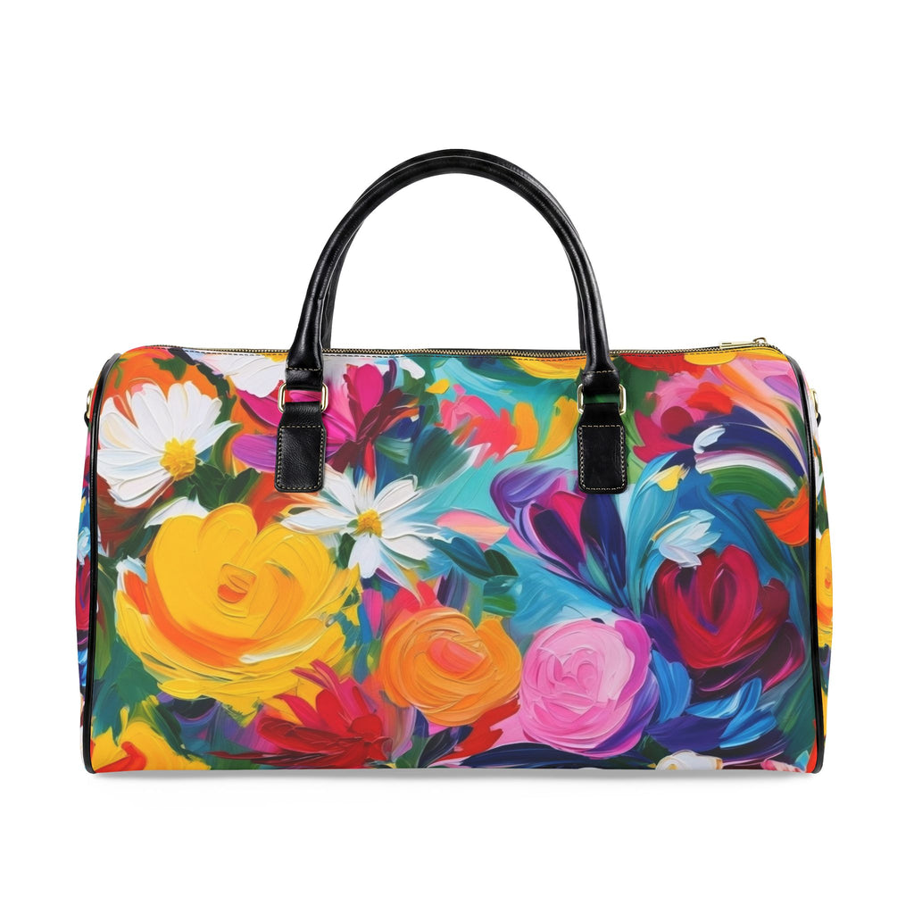 Colorful Floral Faux Leather Travel Bag