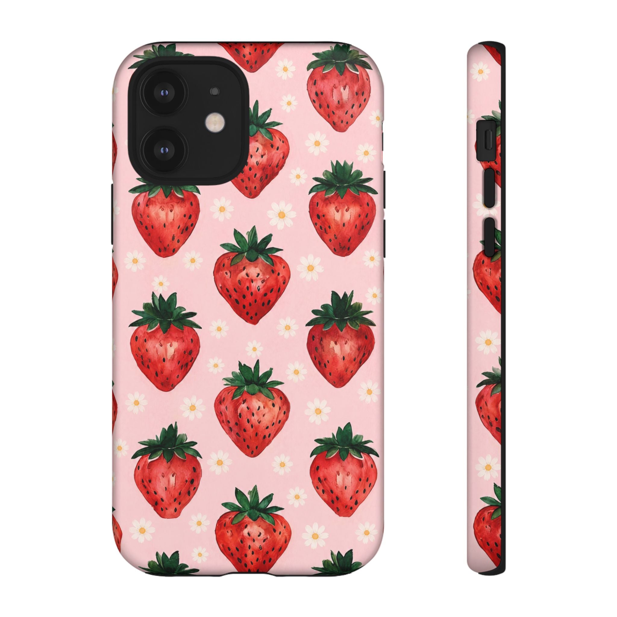 Strawberry Pattern Tough Case — Cute Pink Fruit Phone Case