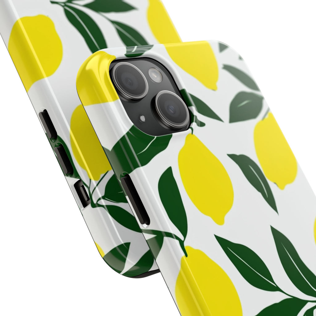 Lemon Pattern Tough Phone Case — Bright Citrus Protective Phone Cover