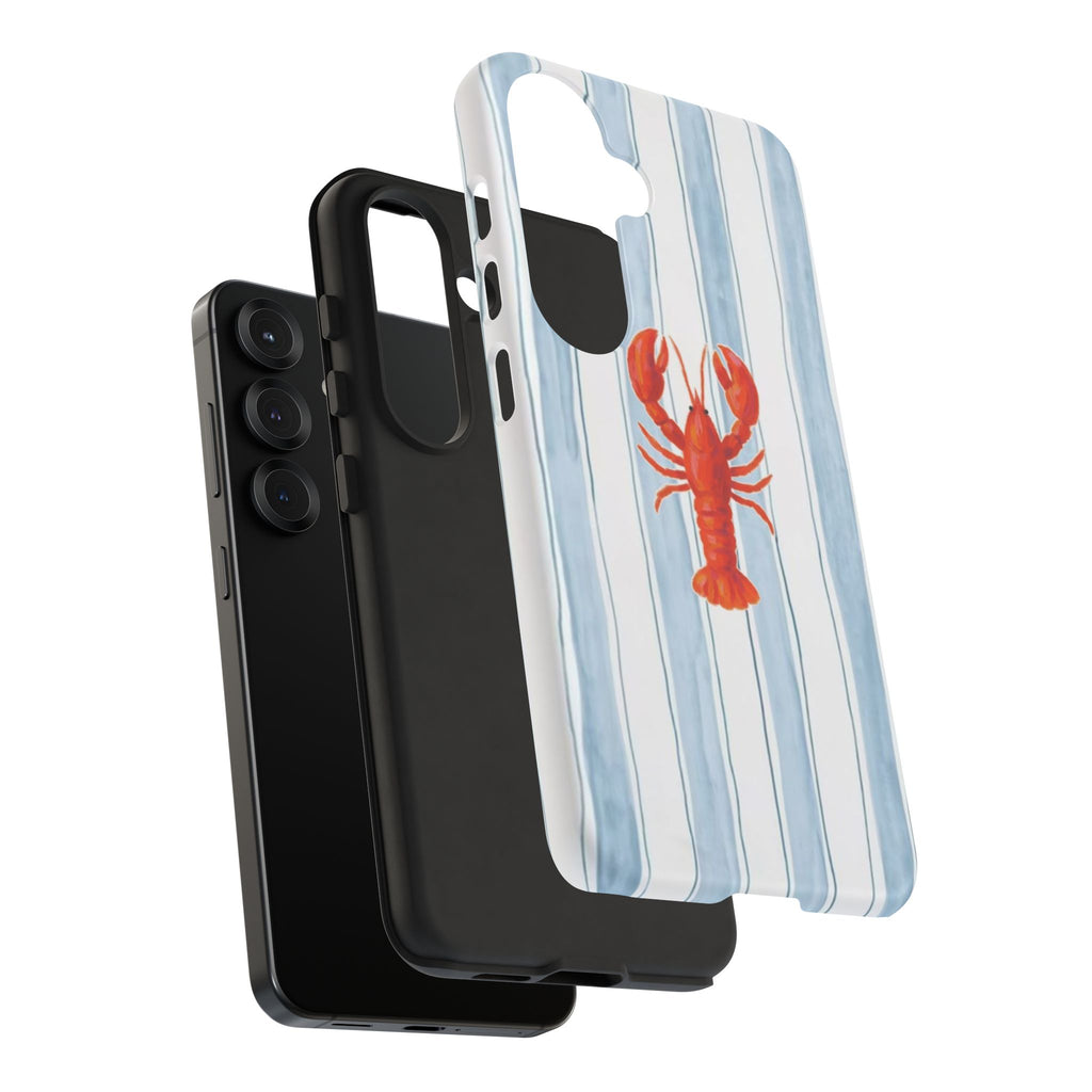 Lobster Stripe Phone Case — Nautical Blue & White Protective Cover