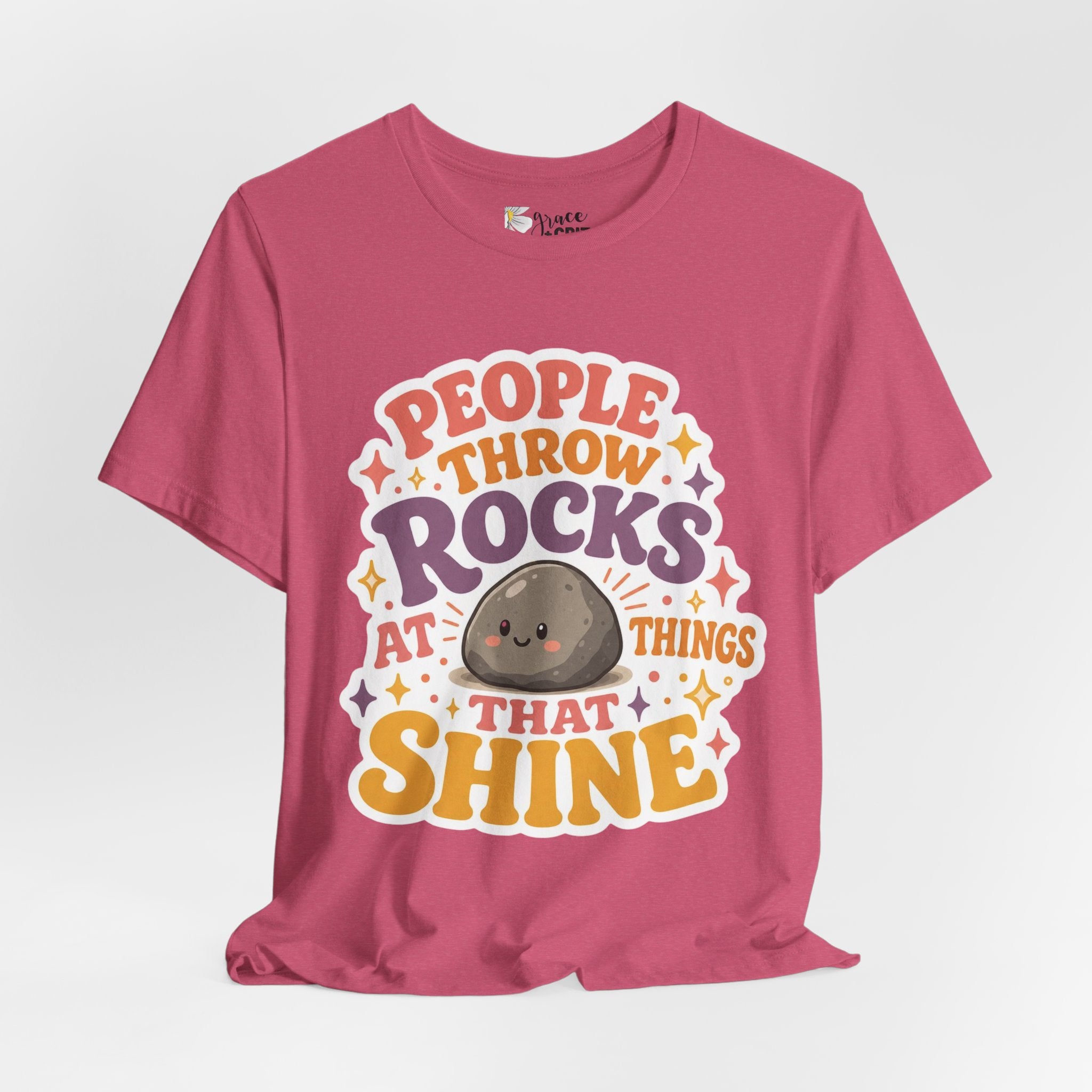 People Throw Rocks at Things That Shine T-Shirt | Cute Rock Illustration