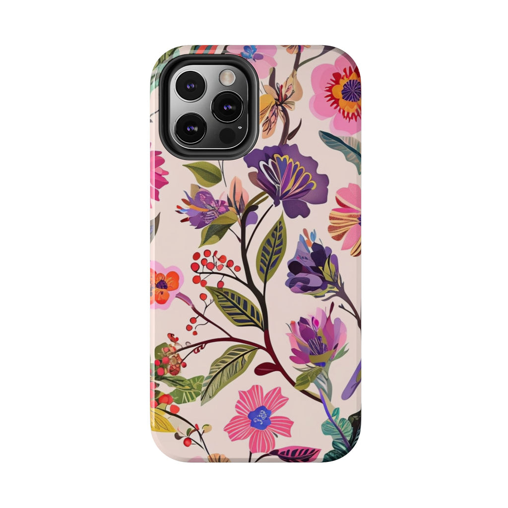 Floral Tough Phone Case – Colorful Botanical Flower Design
