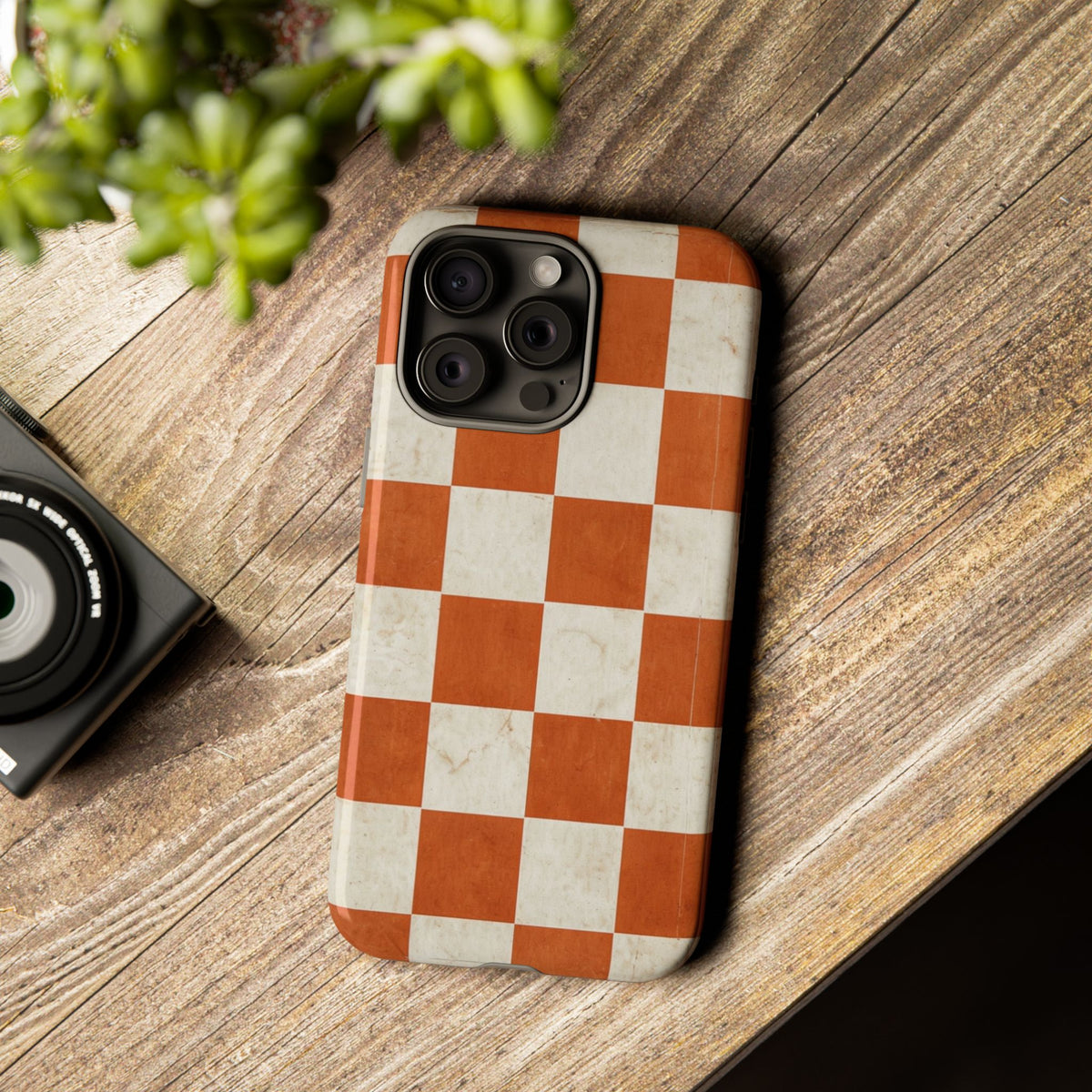 Vintage Orange Checkerboard Tough Phone Case
