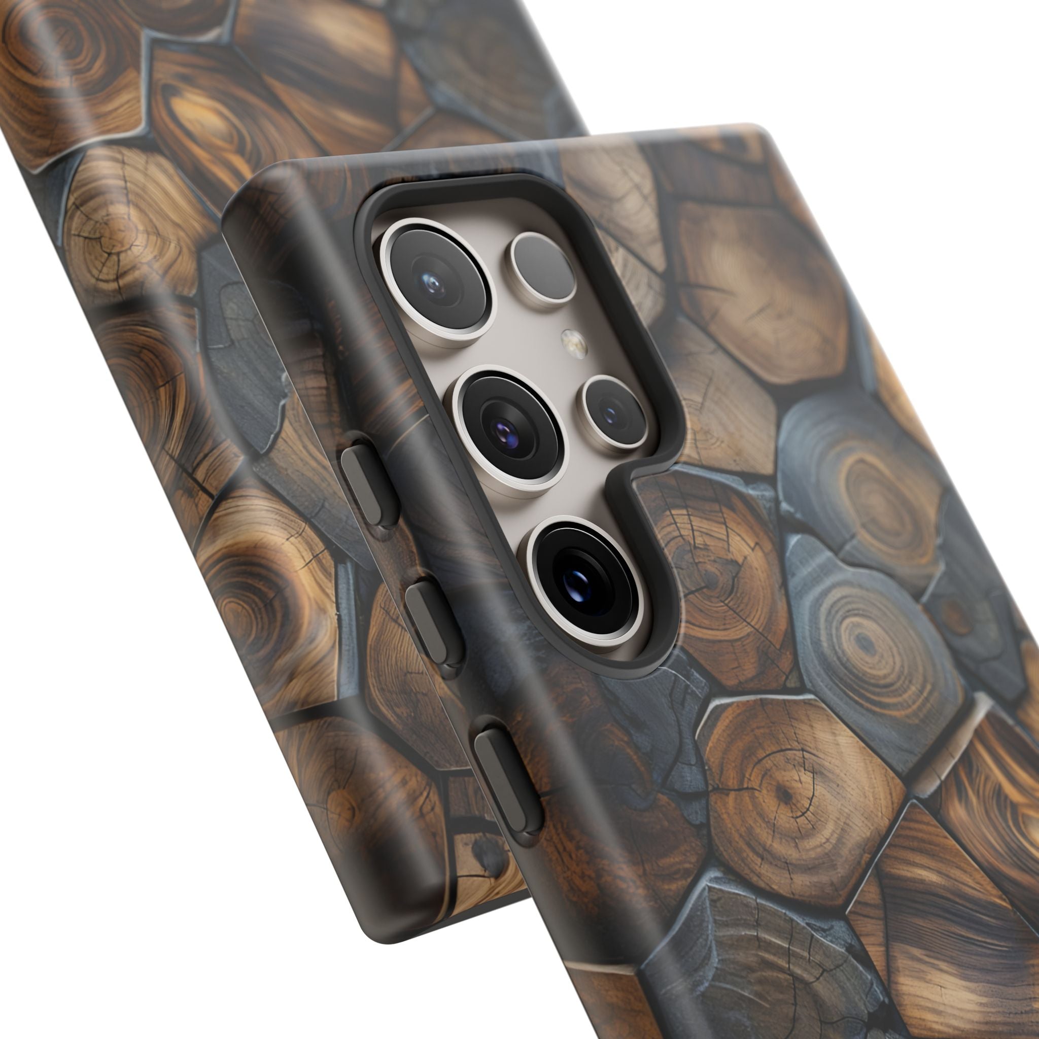 Wood Grain Hex Phone Case — Rustic Geometric iPhone Protection