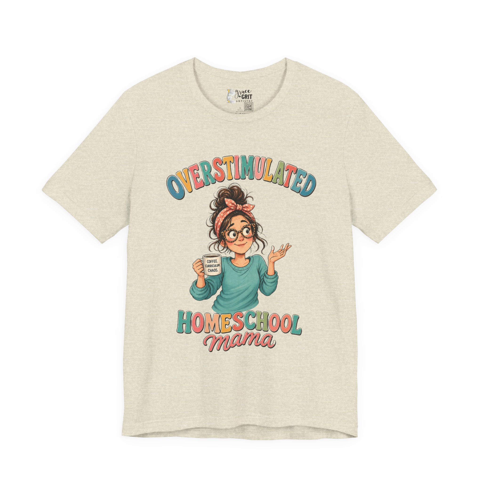Homeschool Mama T-Shirt – “Overstimulated” Cute Mom Graphic Tee