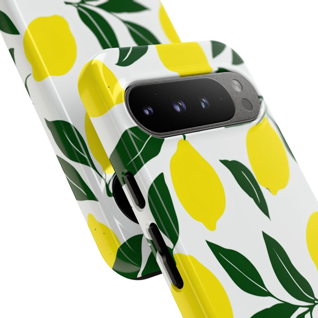 Lemon Pattern Tough Phone Case — Bright Citrus Protective Cover
