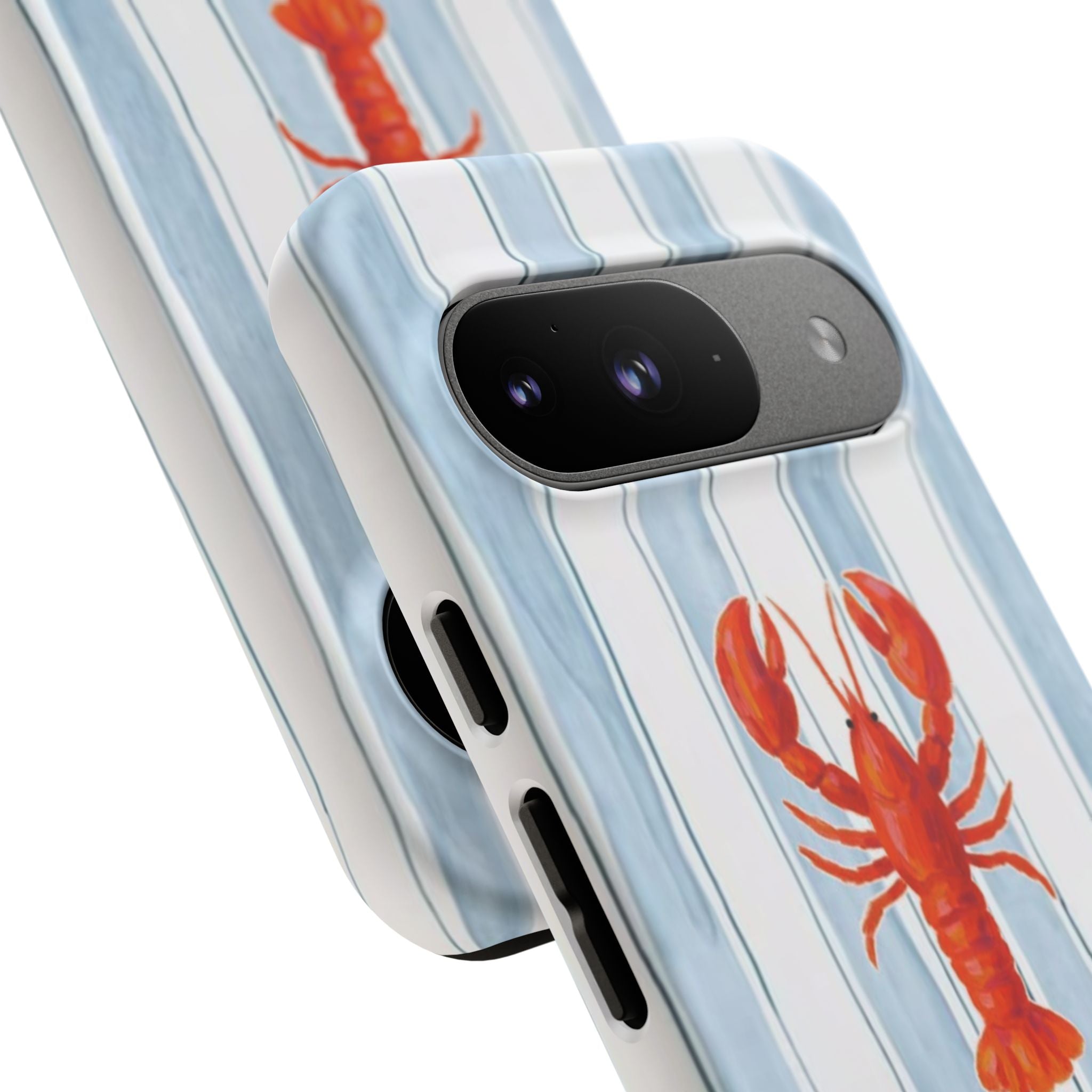 Lobster Stripe Phone Case — Nautical Blue & White Protective Cover