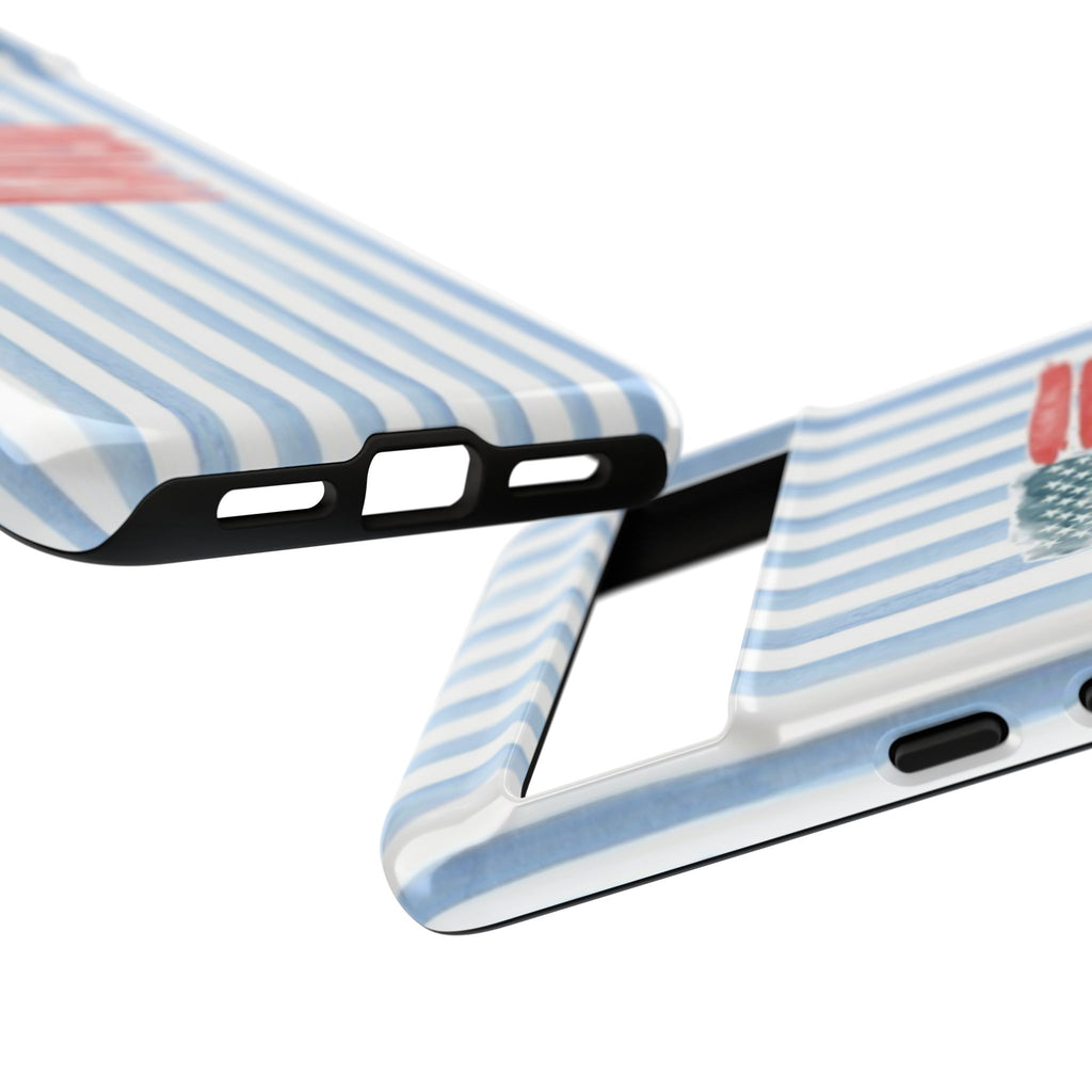 American Flag Watercolor Phone Case - Blue Stripe Tough Case