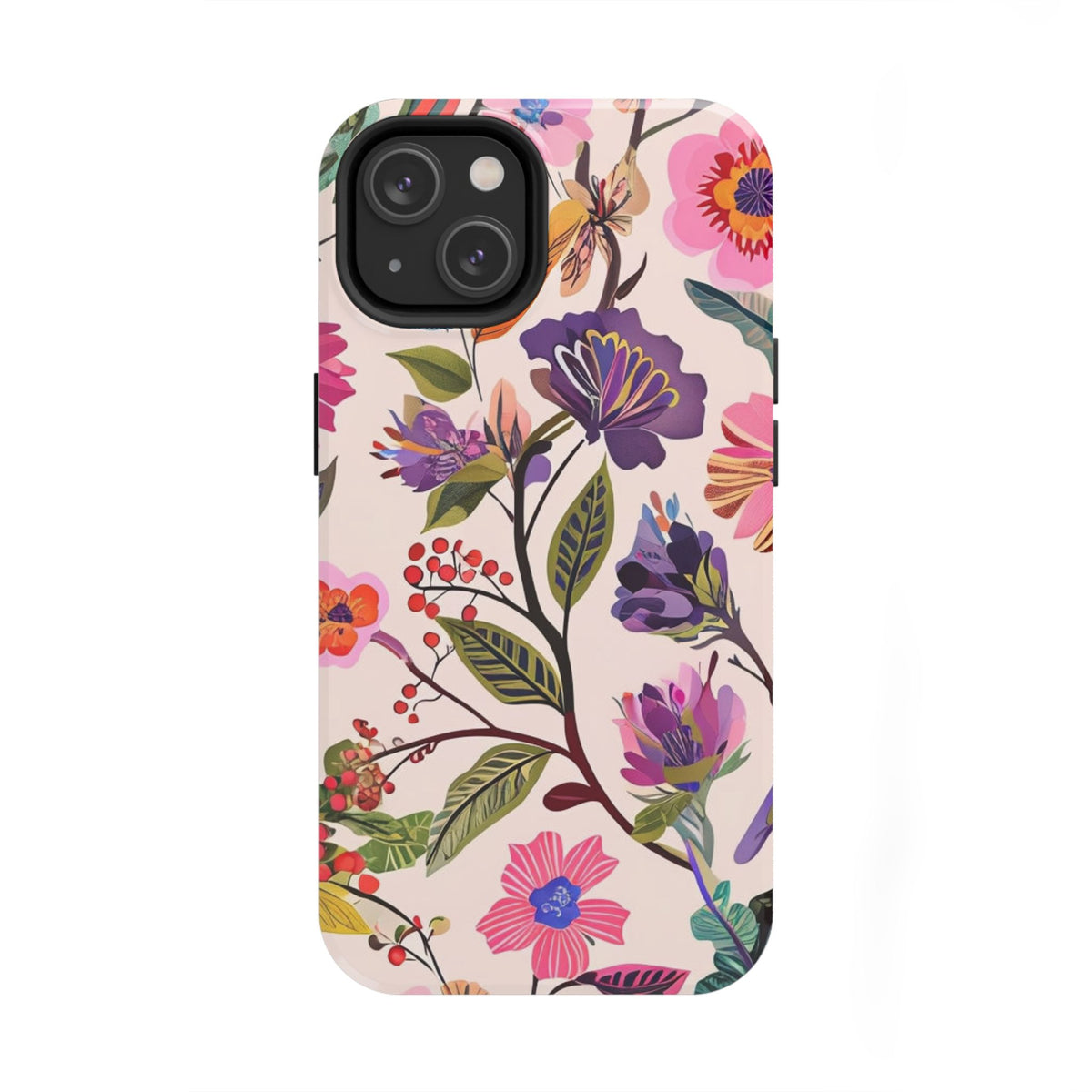 Floral Tough Phone Case – Colorful Botanical Flower Design