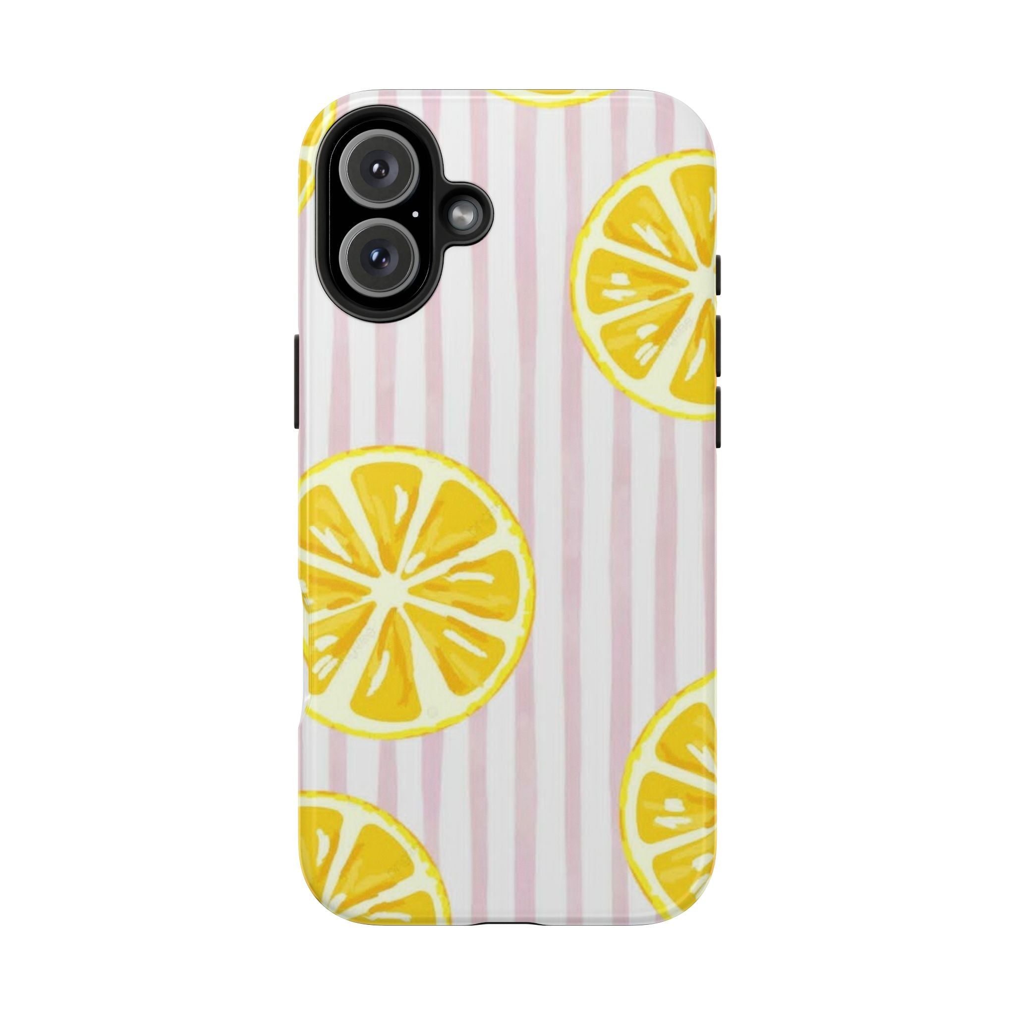 Lemon Slice Tough Phone Case — Pink Stripe Summer Protective Cover