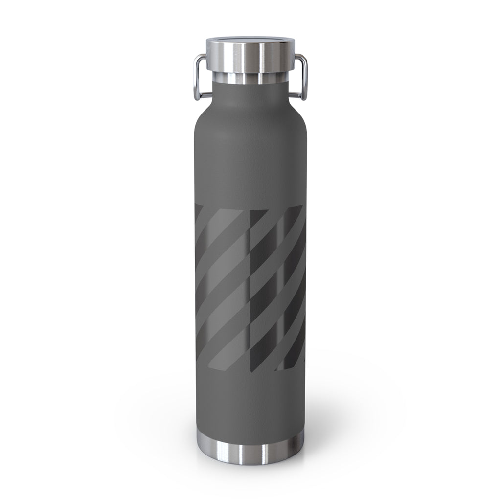 22oz Vacuum Water Bottle — Striped ‘Coffee, Hustle, More’ Insulated Stainless Flask