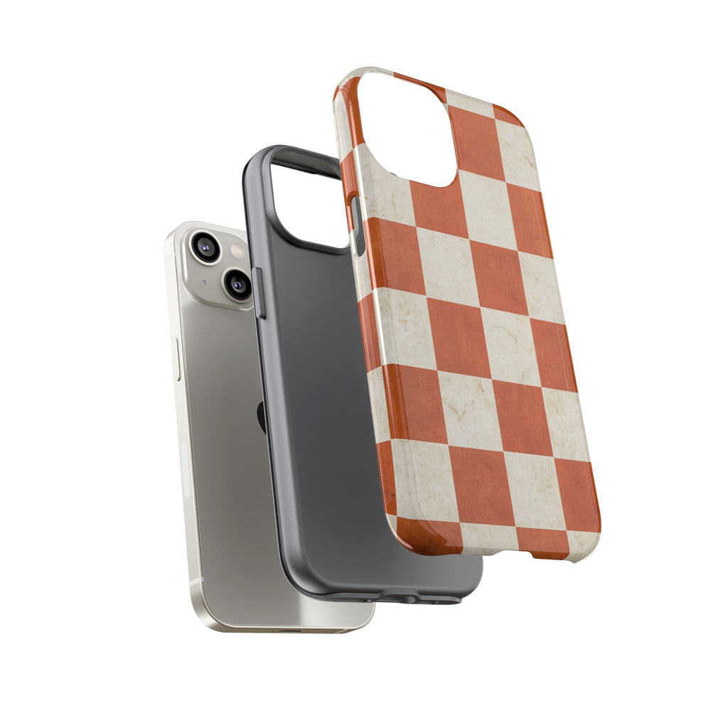 Vintage Orange Checkerboard Tough Phone Case