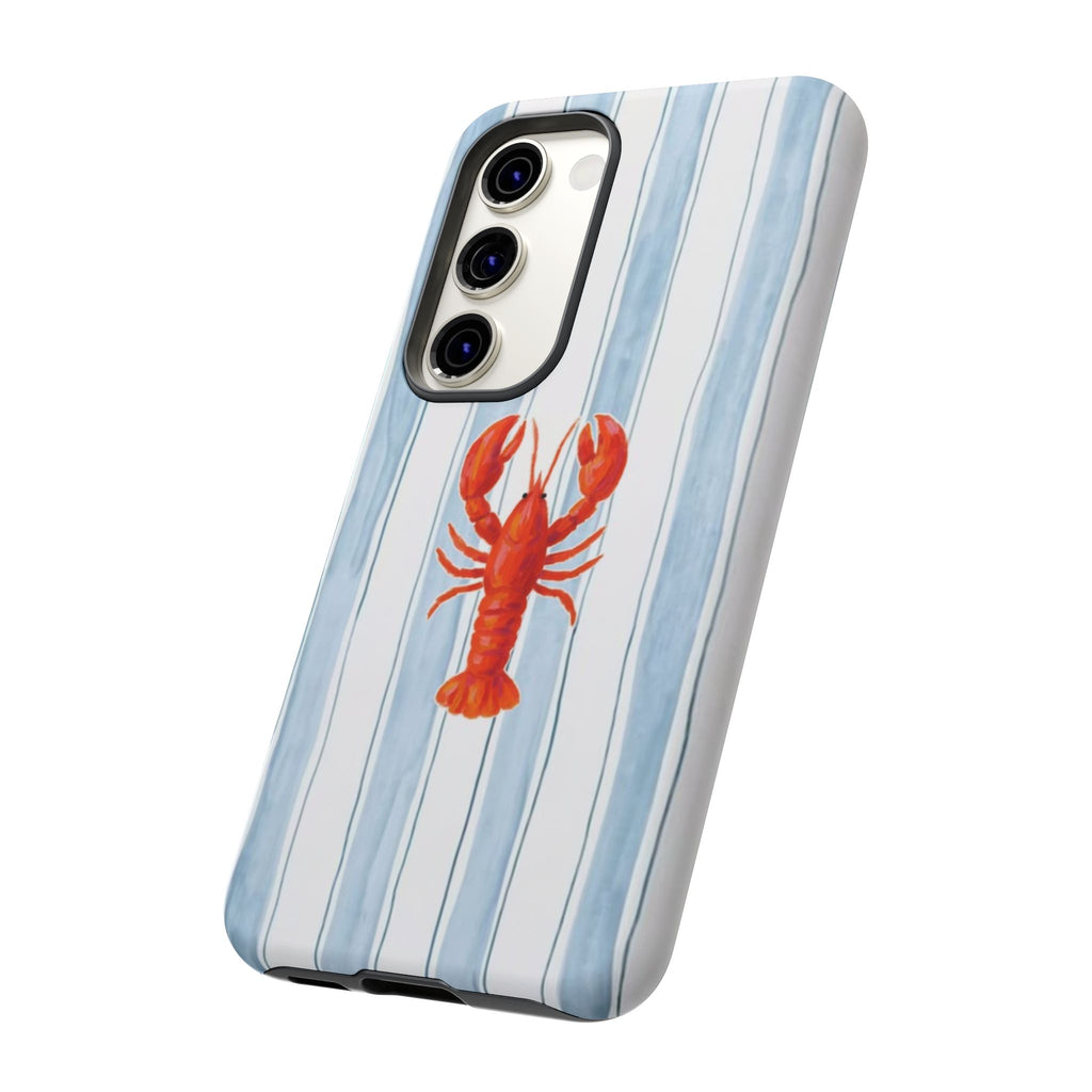 Lobster Stripe Phone Case — Nautical Blue & White Protective Cover