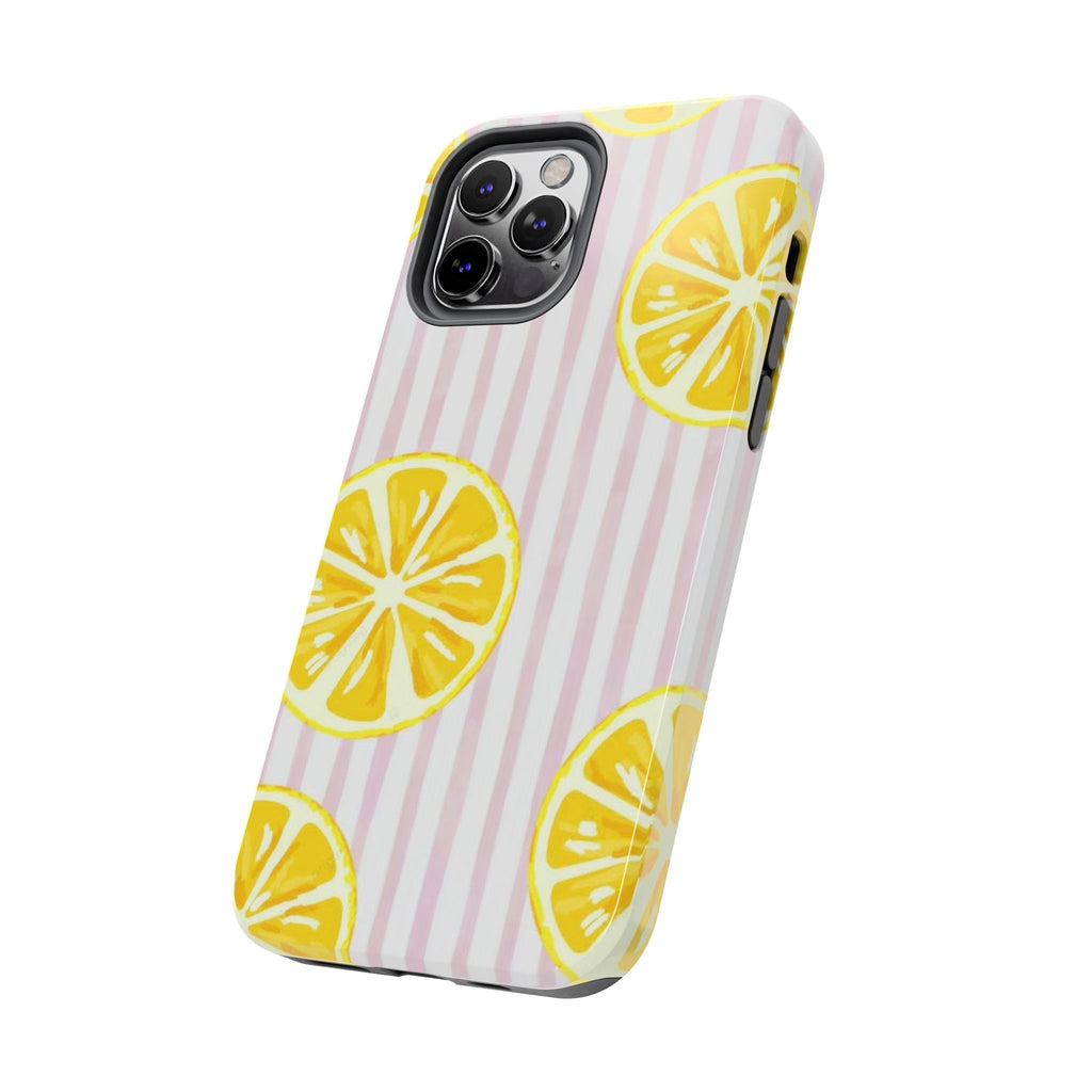 Lemon Slice Tough Phone Case — Pink Stripe Summer Protective Cover
