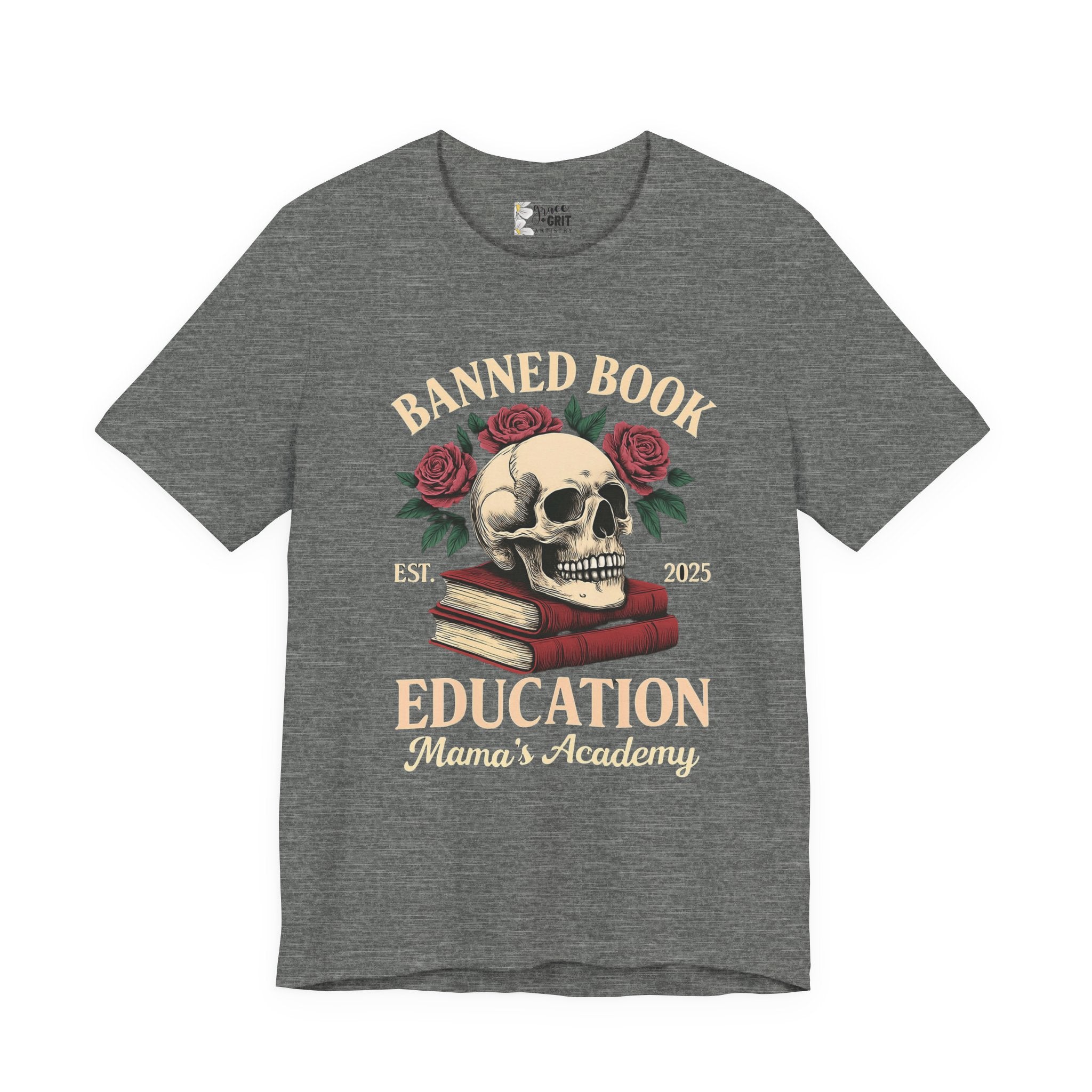 Banned Book Skull with Roses T-Shirt | Education Stack Tee