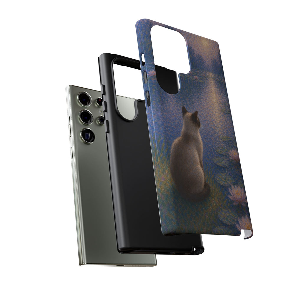 Cat Moonlight Phone Case — Serene Siamese by Lily Pond