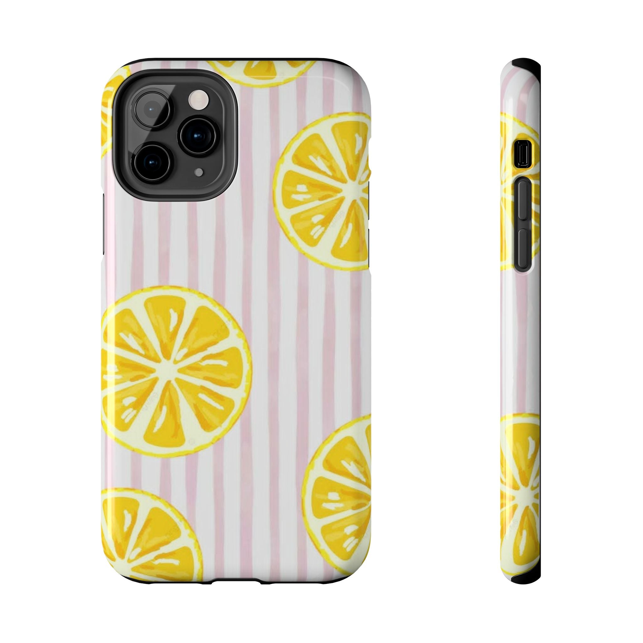 Lemon Slice Tough Phone Case — Pink Stripe Summer Protective Cover