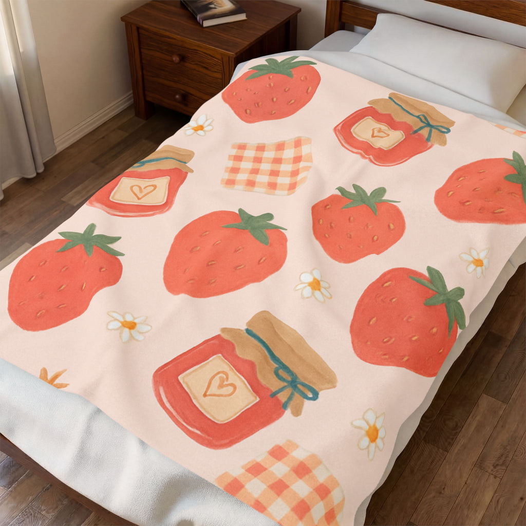 Strawberry Jam Velveteen Plush Blanket