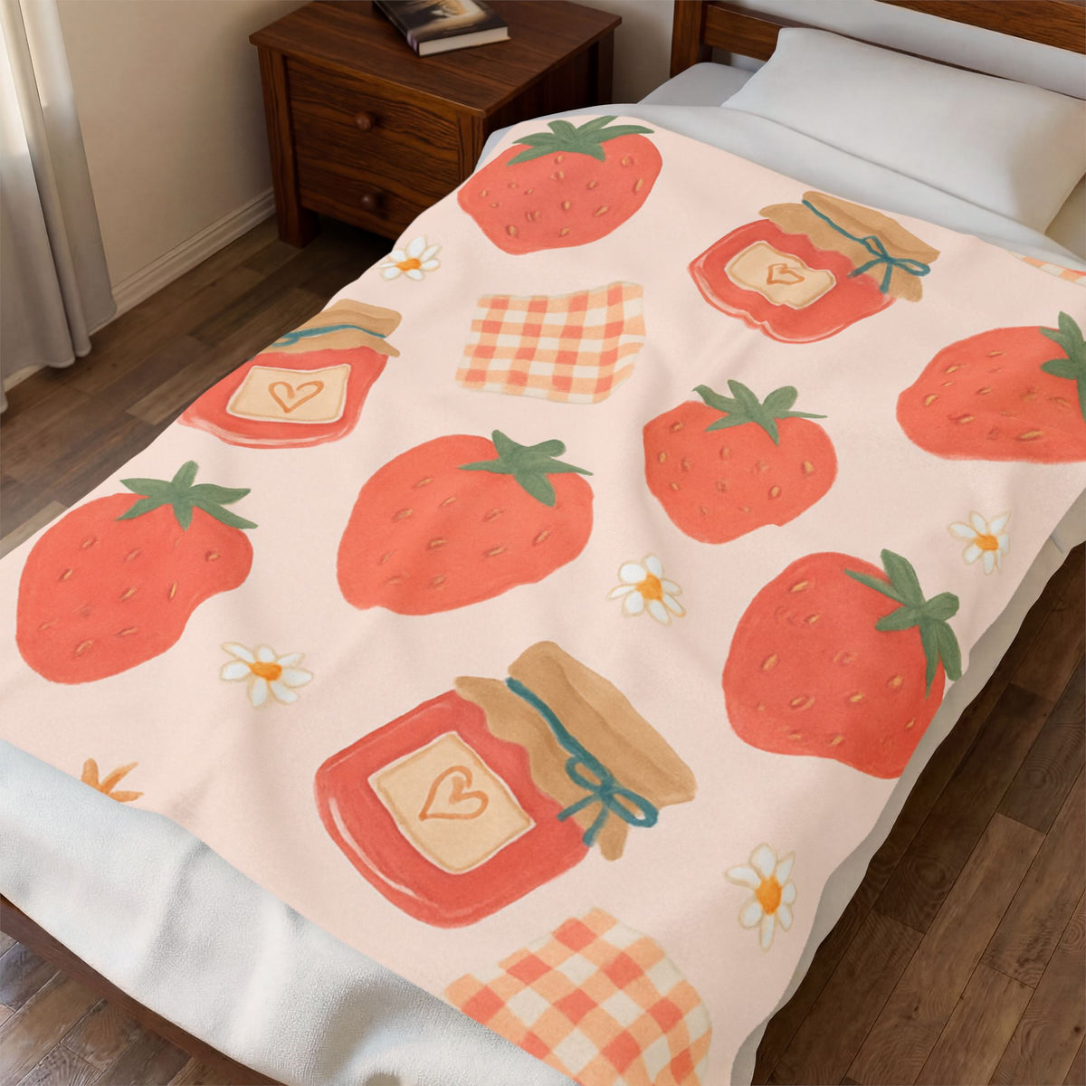 Strawberry Jam Velveteen Plush Blanket
