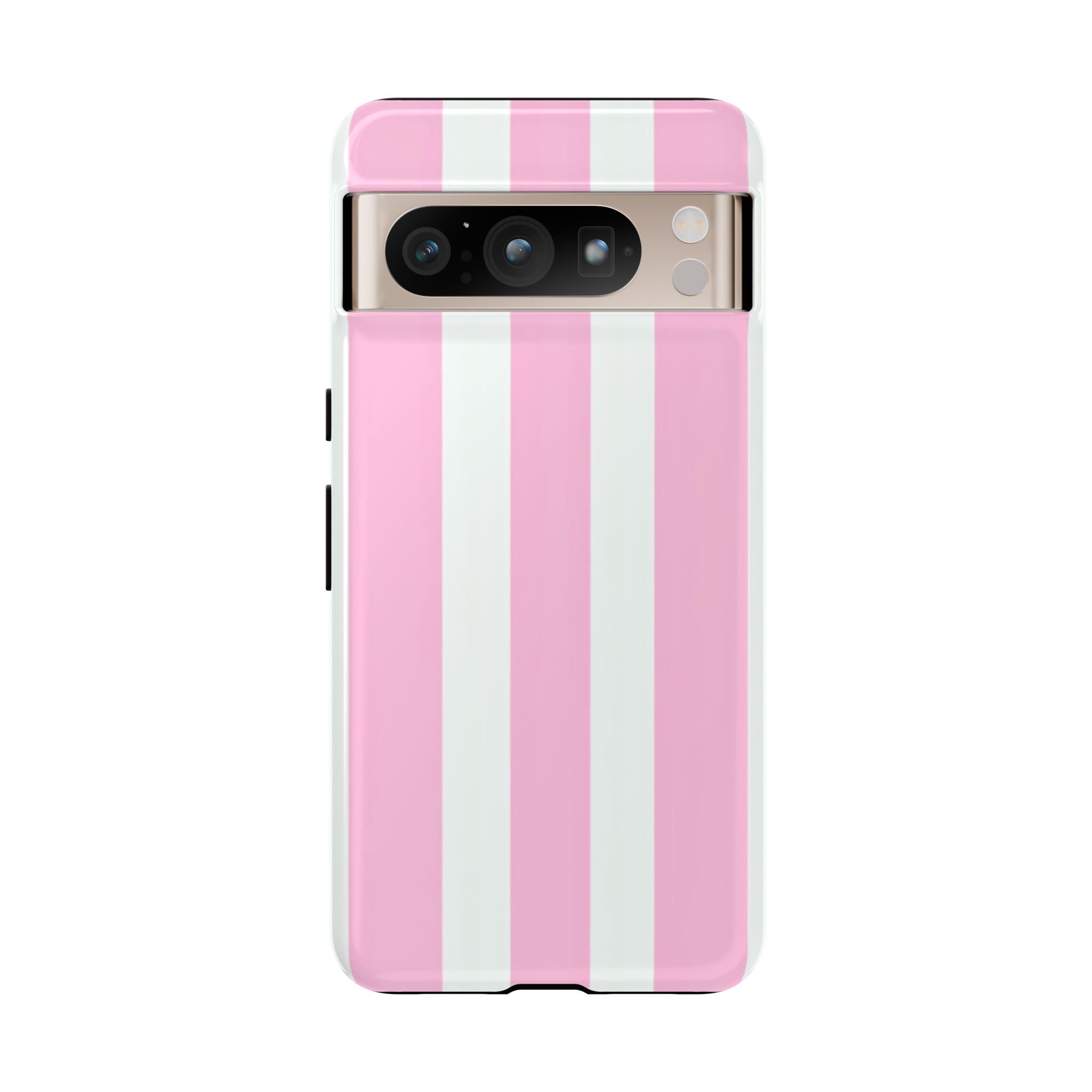 Pink & White Striped Tough Phone Case — Durable Protective Phone Cover