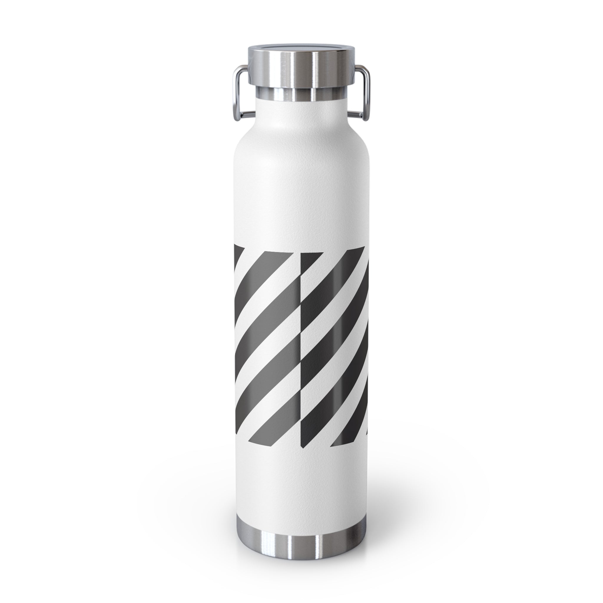 22oz Vacuum Water Bottle — Striped ‘Coffee, Hustle, More’ Insulated Stainless Flask