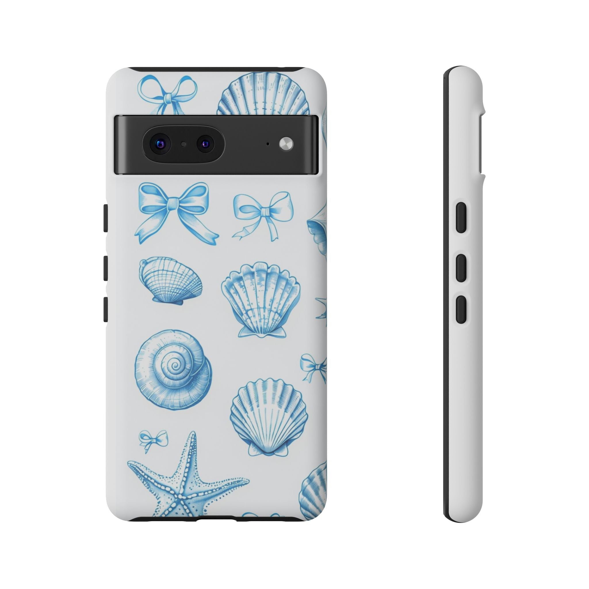 Seaside Shells Phone Case — Blue Nautical Shell & Starfish Pattern