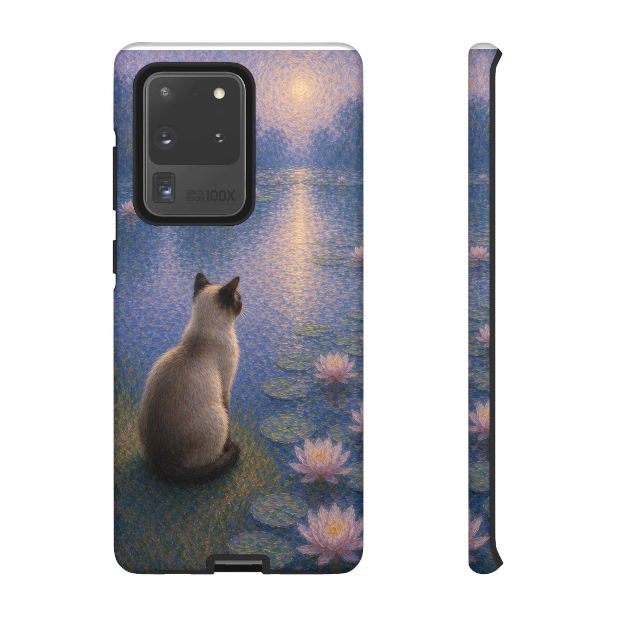 Cat Moonlight Phone Case — Serene Siamese by Lily Pond