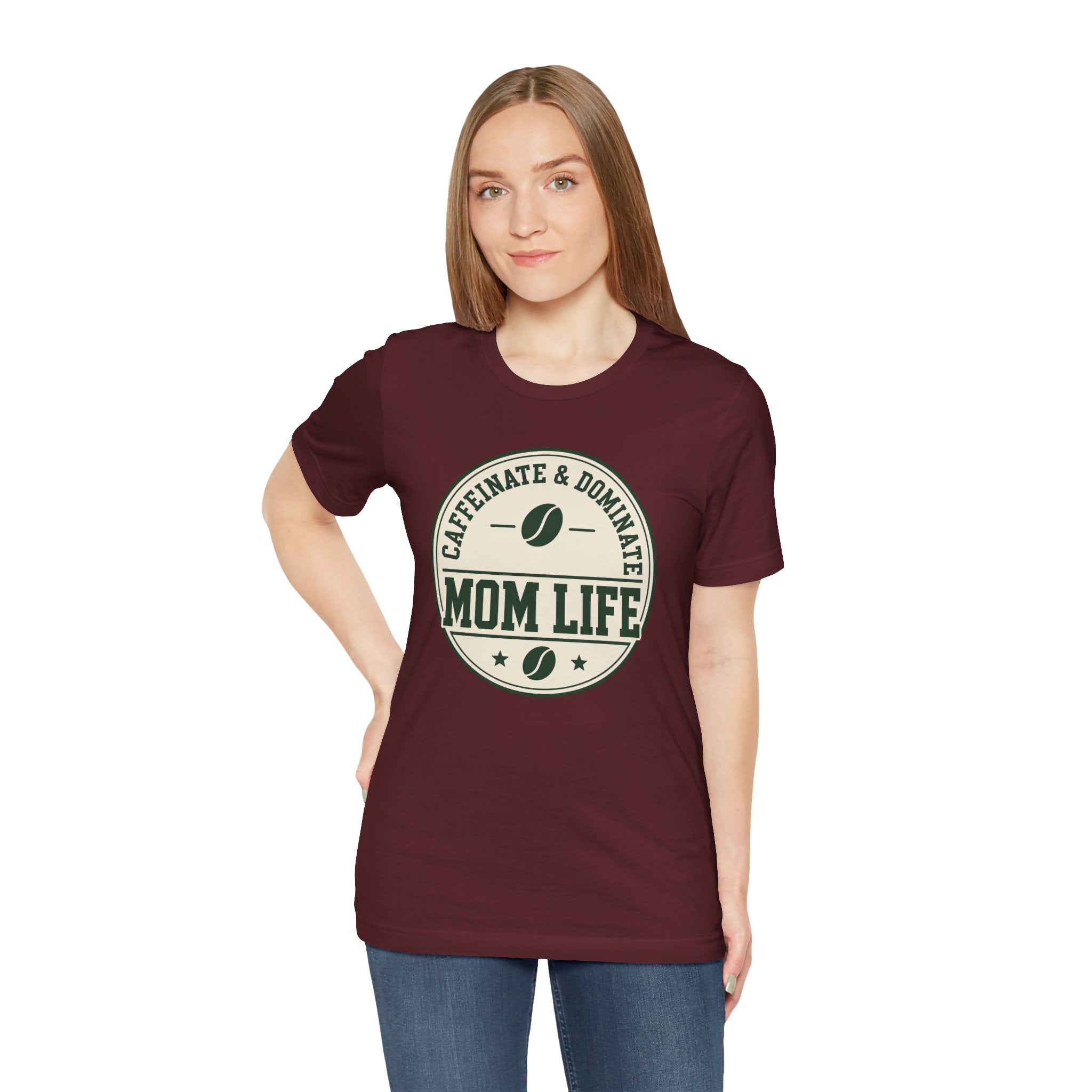 Mom Life T‑Shirt – "Caffeinate & Dominate" Coffee Mom Tee