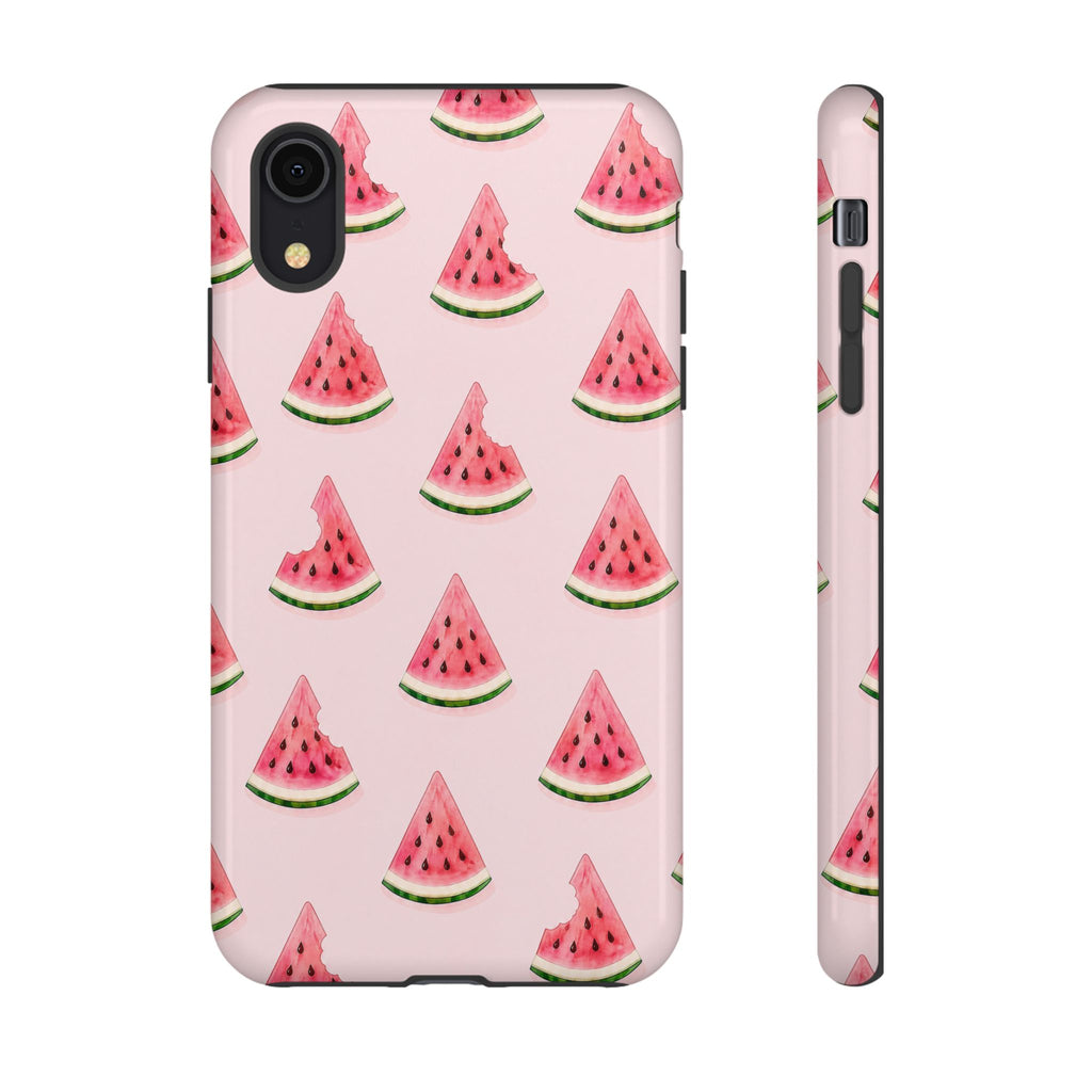 Watermelon Pattern Tough Phone Case — Pink Fruit Slice Protective Case