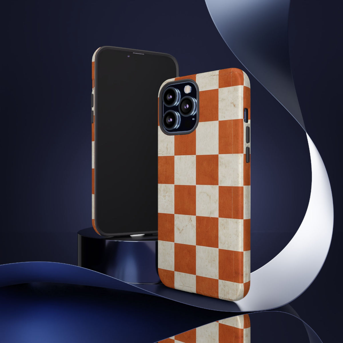 Vintage Orange Checkerboard Tough Phone Case