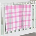 Pink Gingham Baby Swaddle Blanket