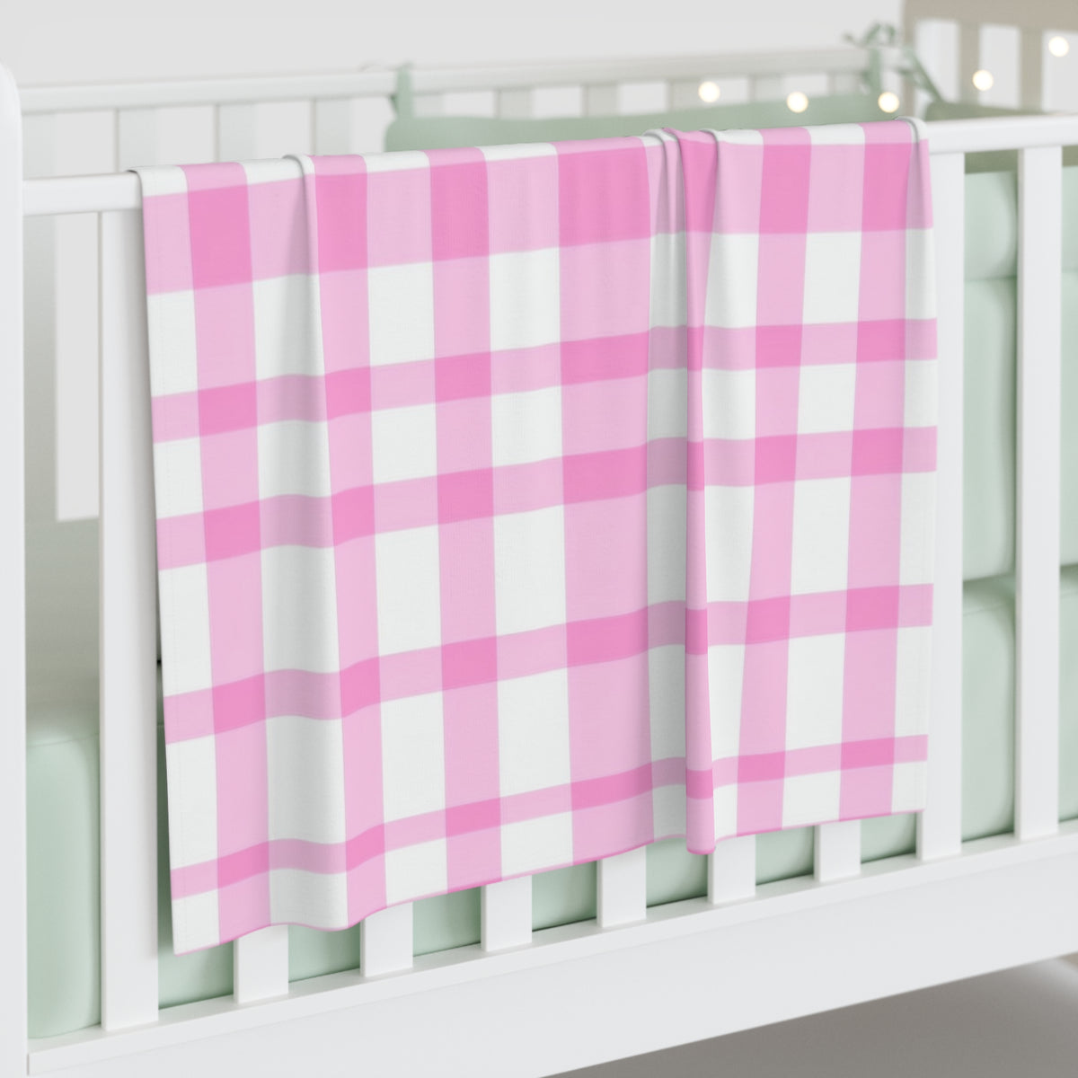 Pink Gingham Baby Swaddle Blanket