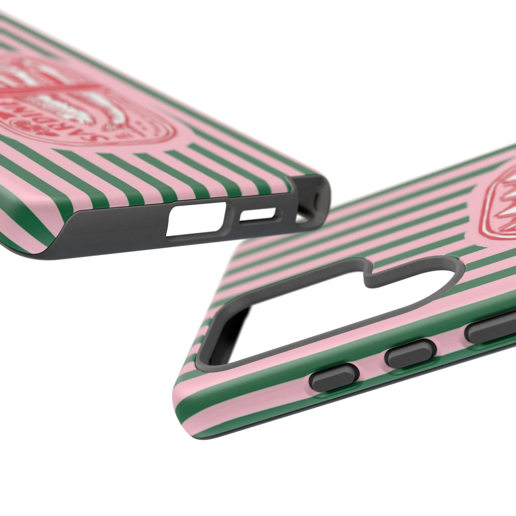 Sardine Stripe Phone Case — Retro Pink & Green Nautical Protection