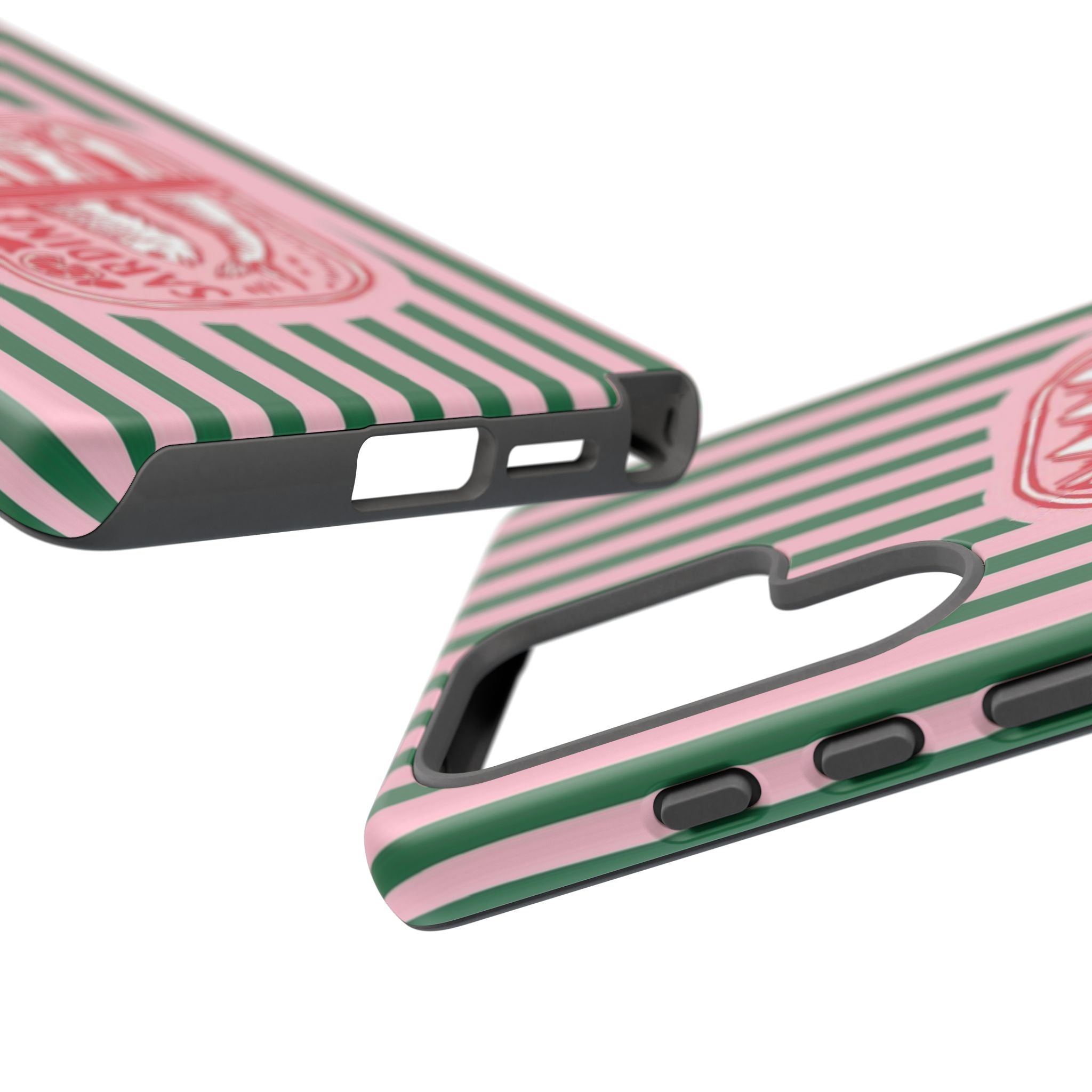 Sardine Stripe Phone Case — Retro Pink & Green Nautical Protection