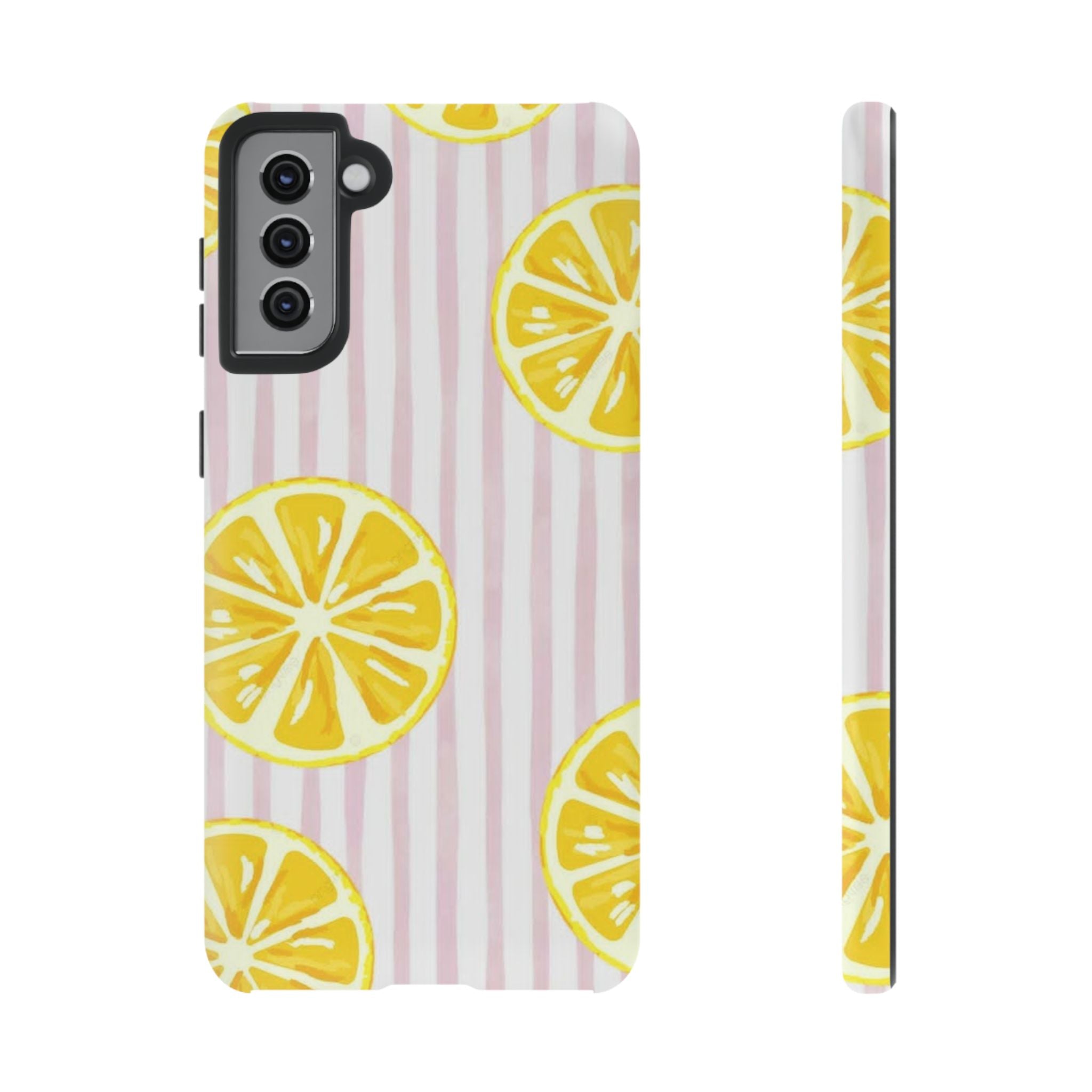 Lemon Slices Tough Case — Cute Pink Stripe Phone Cover