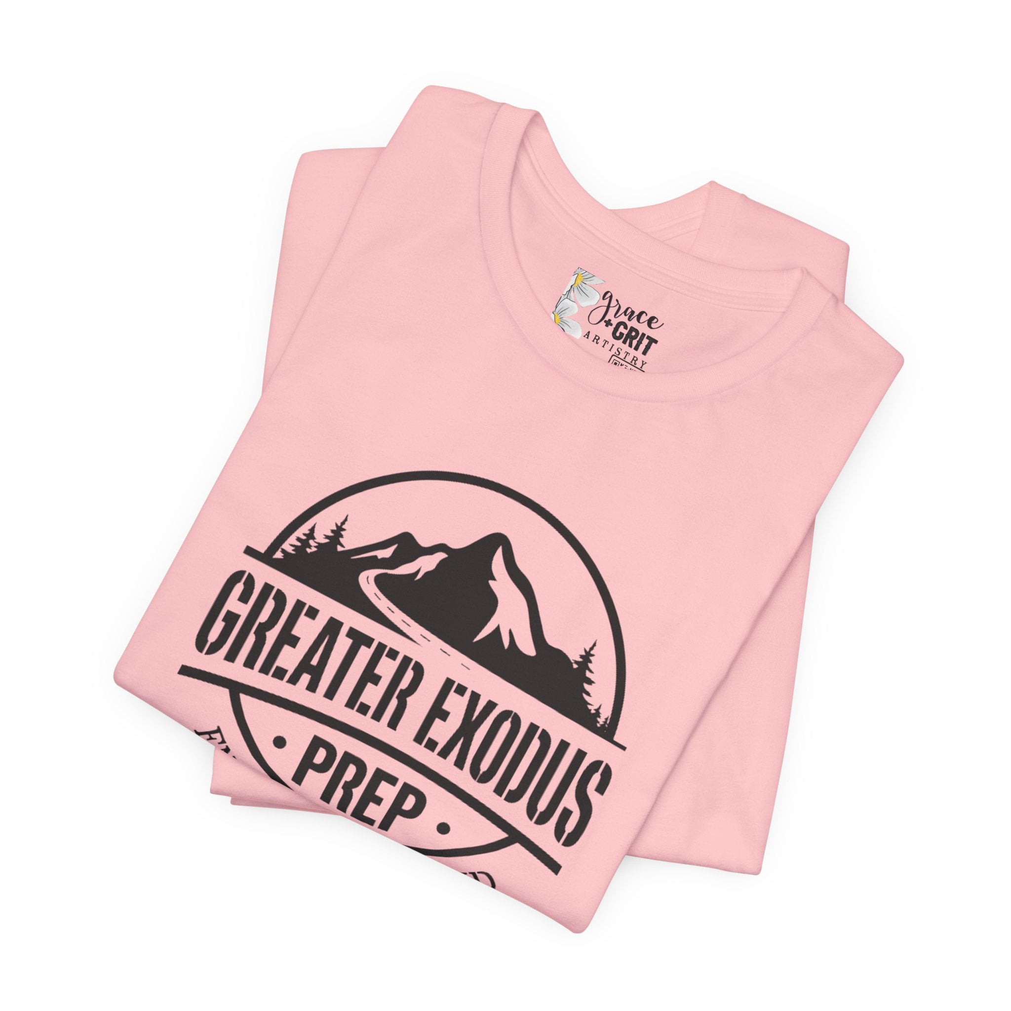 Greater Exodus Prep T-Shirt — Mountain Logo “Endure to the End” Adventure Tee