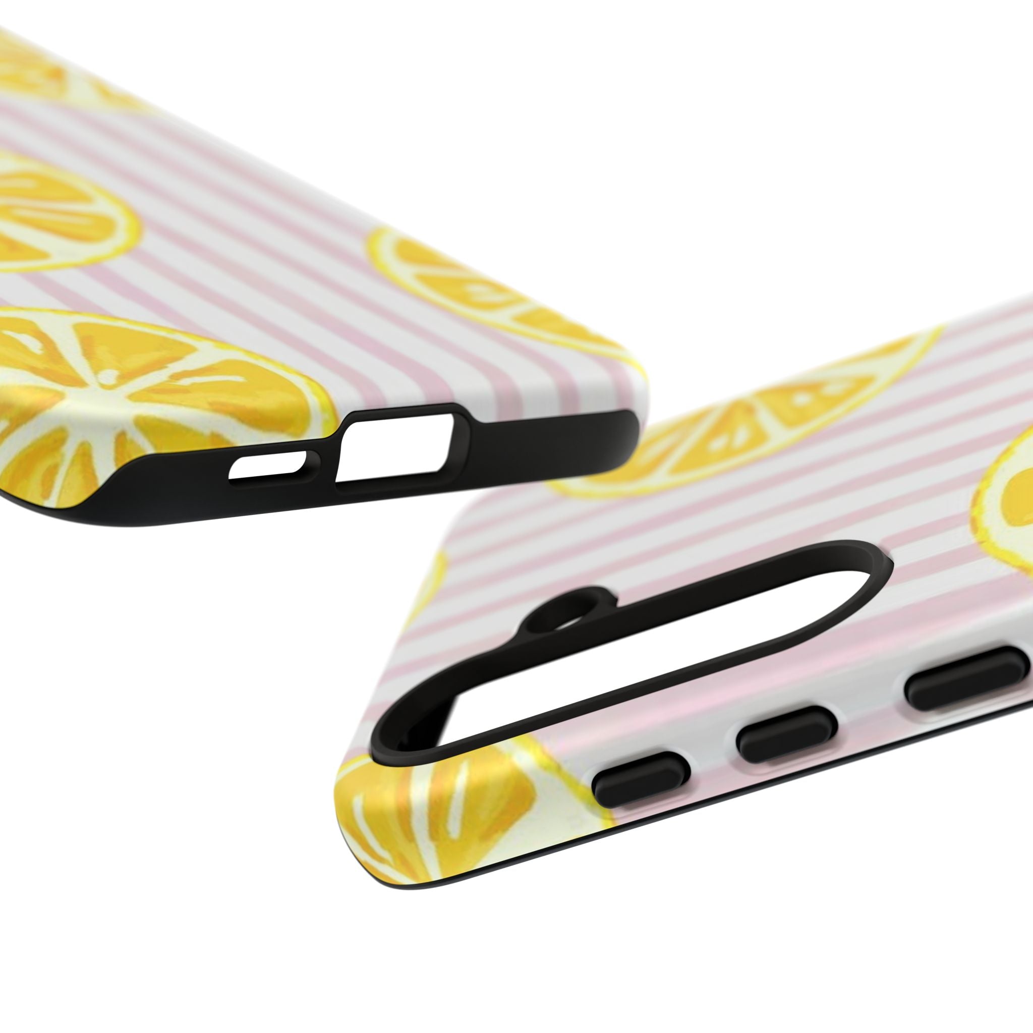 Lemon Slices Tough Case — Cute Pink Stripe Phone Cover