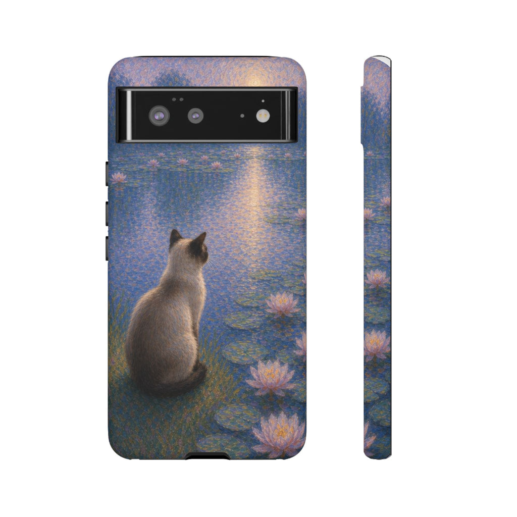 Cat Moonlight Phone Case — Serene Siamese by Lily Pond