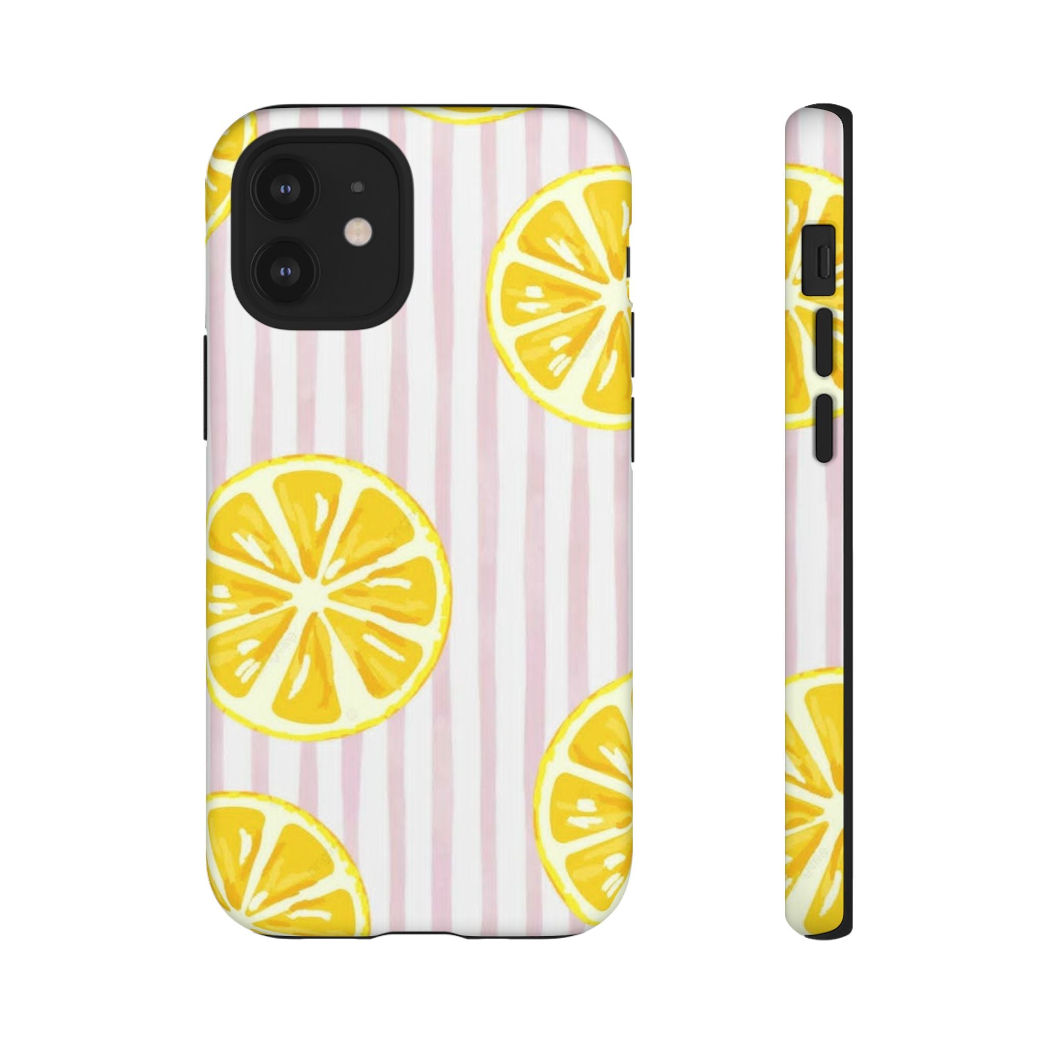 Lemon Slices Tough Case — Cute Pink Stripe Phone Cover