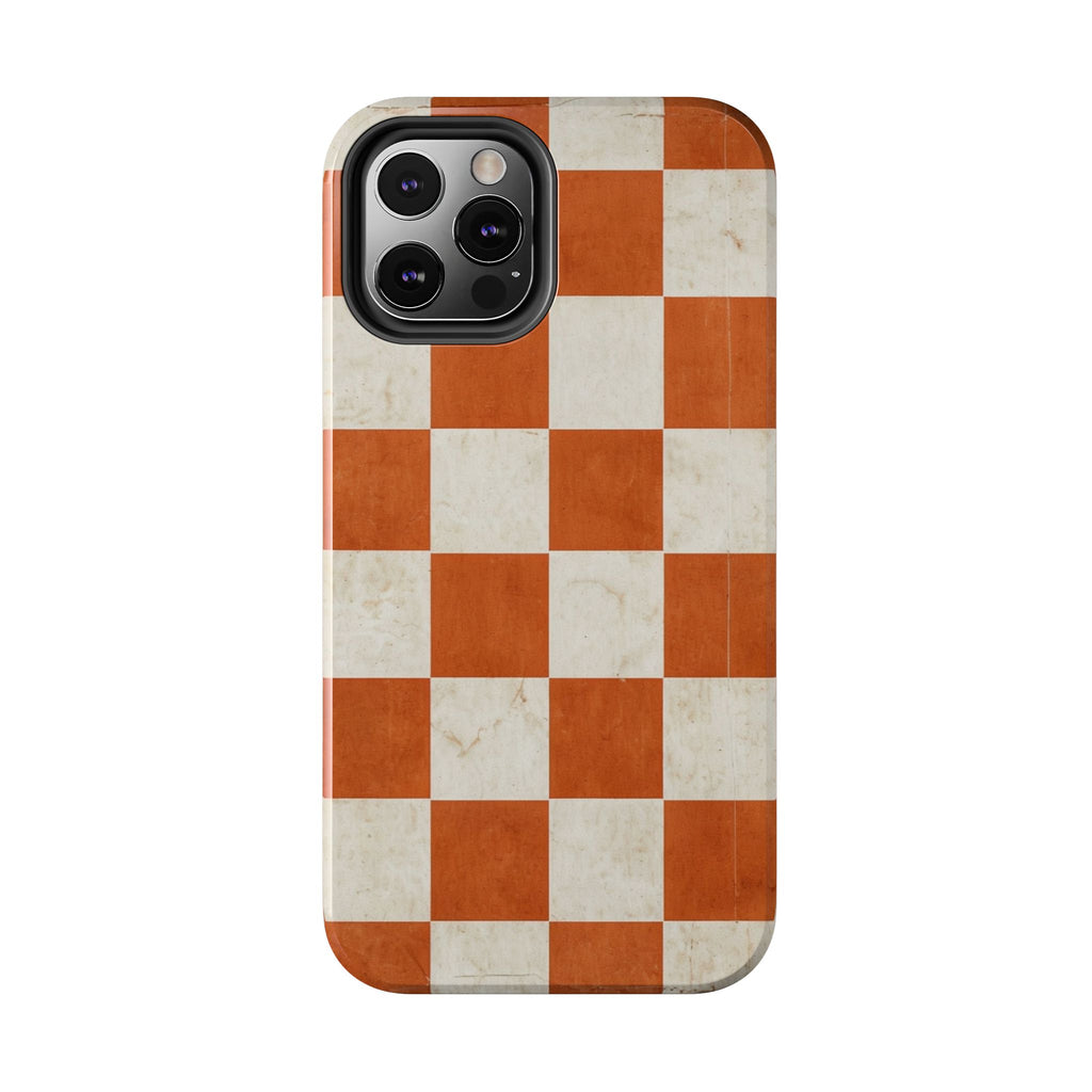 Orange and Cream Checkerboard Tough Phone Case