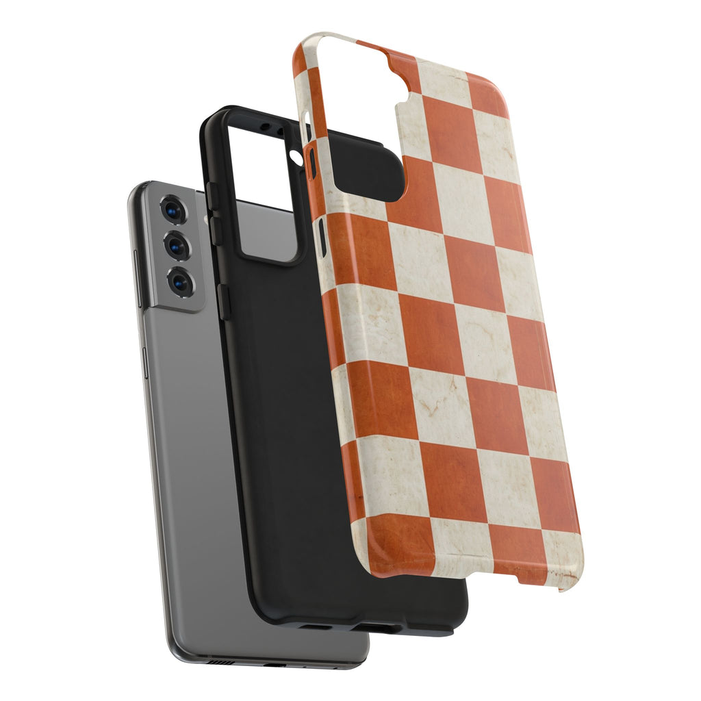 Orange and Cream Checkerboard Tough Phone Case