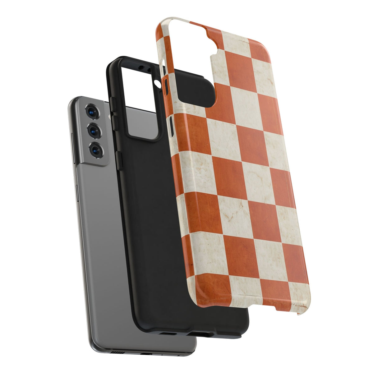 Orange and Cream Checkerboard Tough Phone Case