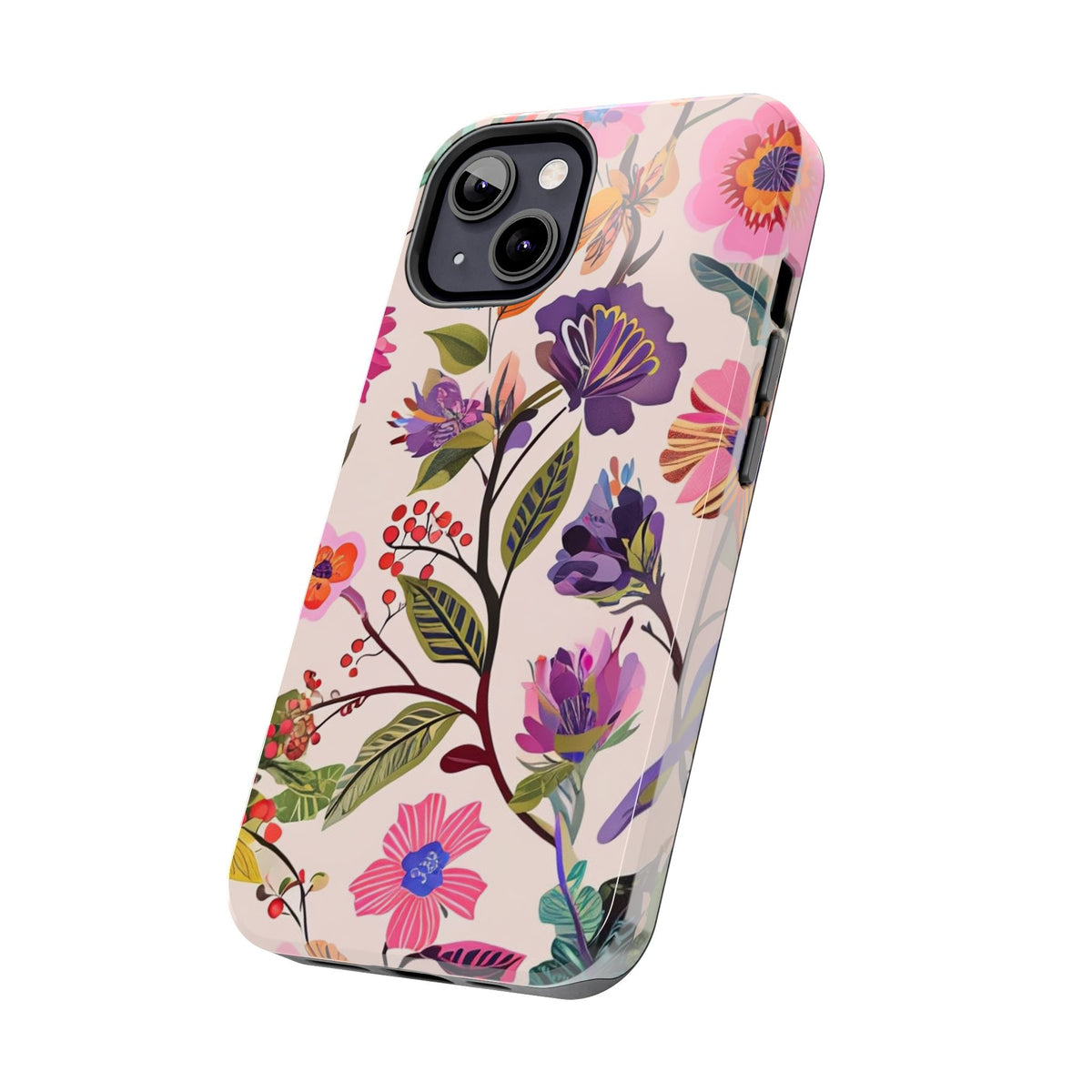 Floral Tough Phone Case – Colorful Botanical Flower Design