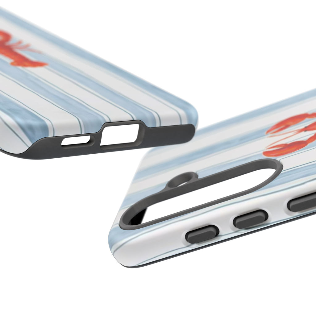 Lobster Stripe Phone Case — Nautical Blue & White Protective Cover