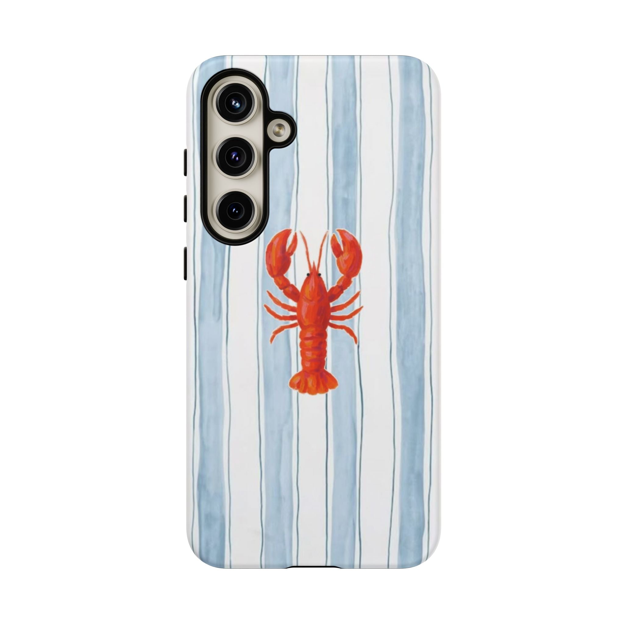 Lobster Stripe Phone Case — Nautical Blue & White Protective Cover